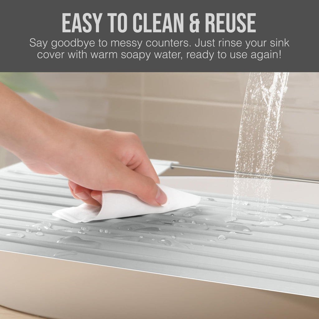 Maplefield Bathroom Sink Cover for Counter Space, Heat Resistant Silicone Sink Mat for Your Beauty Routine, Small Bathroom Space Saver Sink Cover for Makeup (Beige Large, 22" x 15" x 2" Inches)