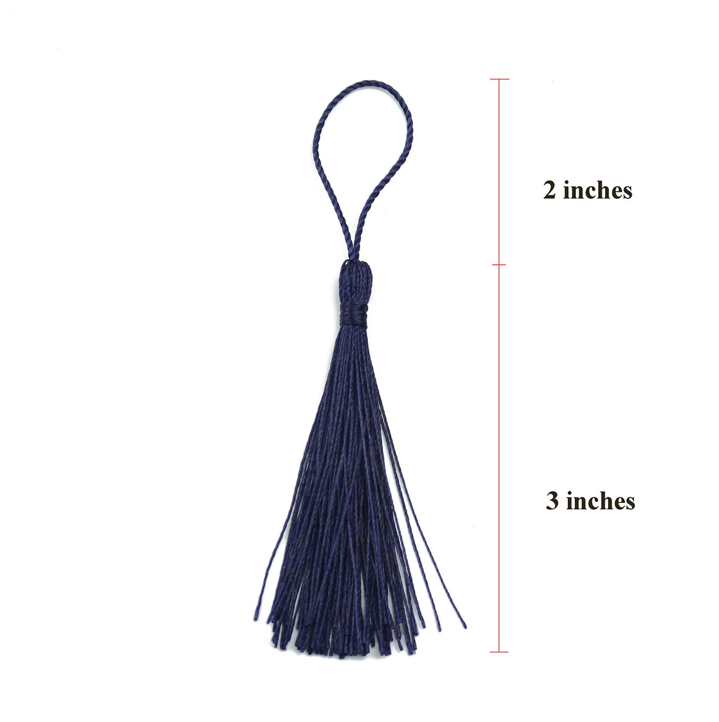 Makhry 100pcs 13cm/5 Inch Silky Floss Bookmark Tassels with 2-Inch Cord Loop and Small Chinese Knot for Jewelry Making, Souvenir, Bookmarks, DIY Craft Accessory (Dark Grey)