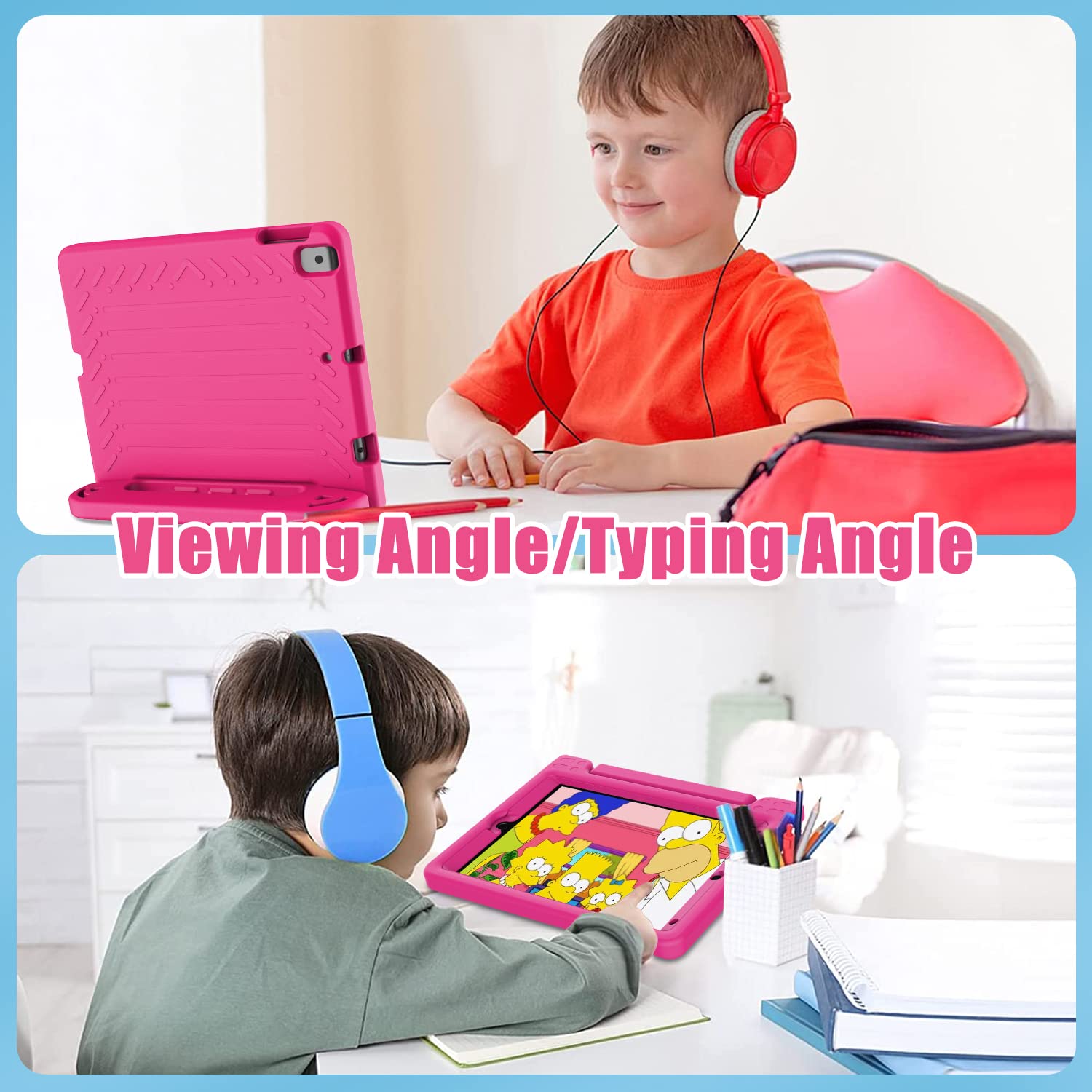 AVAWO Kids Case for iPad 10.2" 9th & 8th & 7th Generation, iPad 10.2 2021/2020/2019 Case with Built-in Screen Protector, Light Weight Shock Proof Handle Stand Friendly Cover for iPad 10.2" - Black