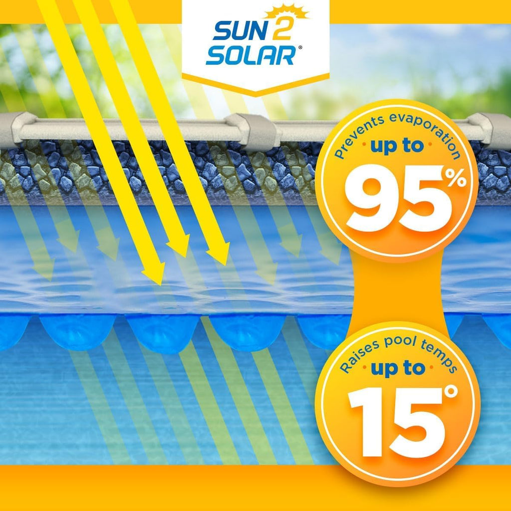 Sun2Solar Blue 10 ft x 15 ft Oval Pool Solar Cover | 8 Mil | Heat Retaining Blanket for Inground and Above Ground Swimming Pools | Harness The Sun's Energy to Heat Pool | Bubble Heating Blankets