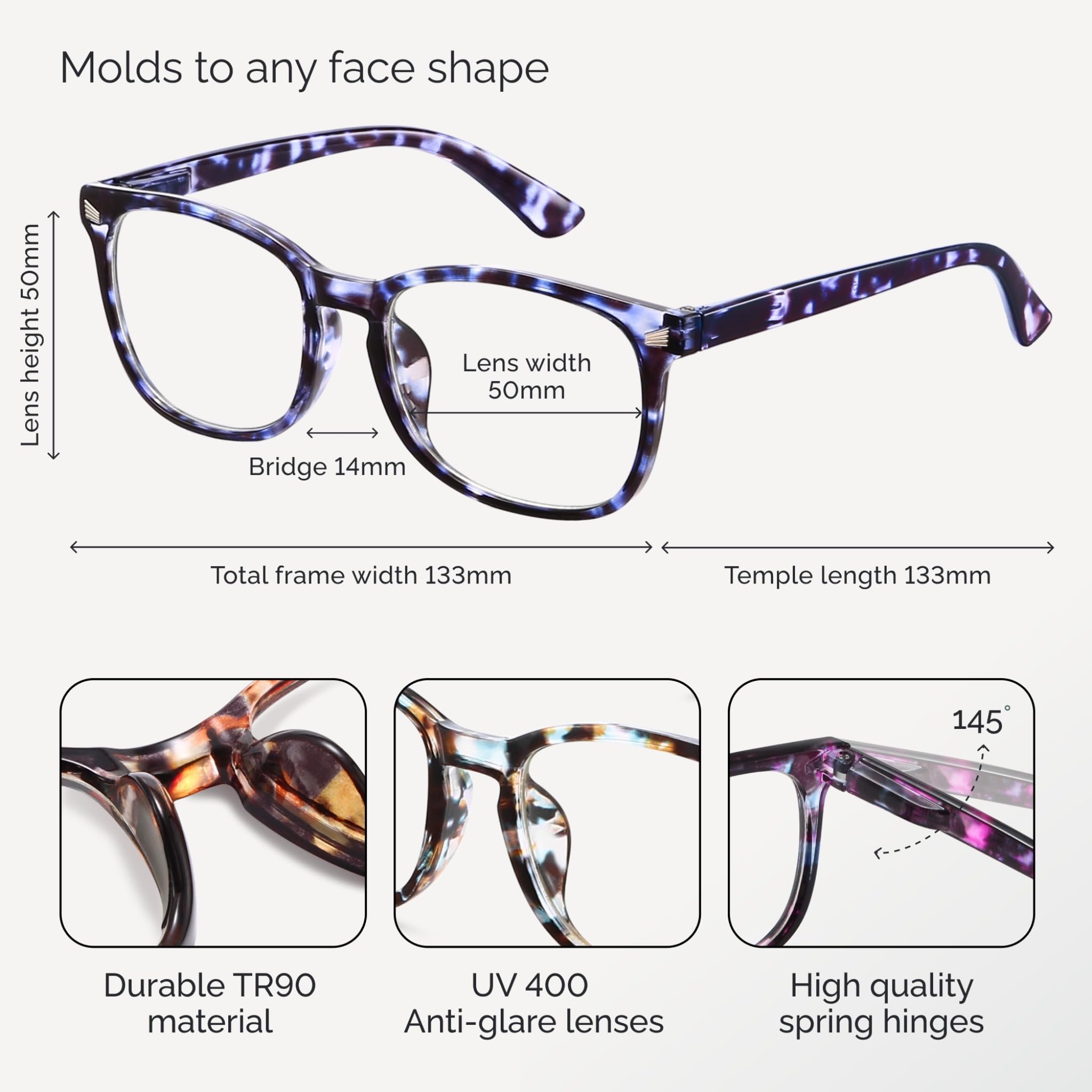 CCVOO Mix & Match Reading Glasses for Women - Lightweight, Comfortable Fit, Clear Vision - Blue Light Blocking