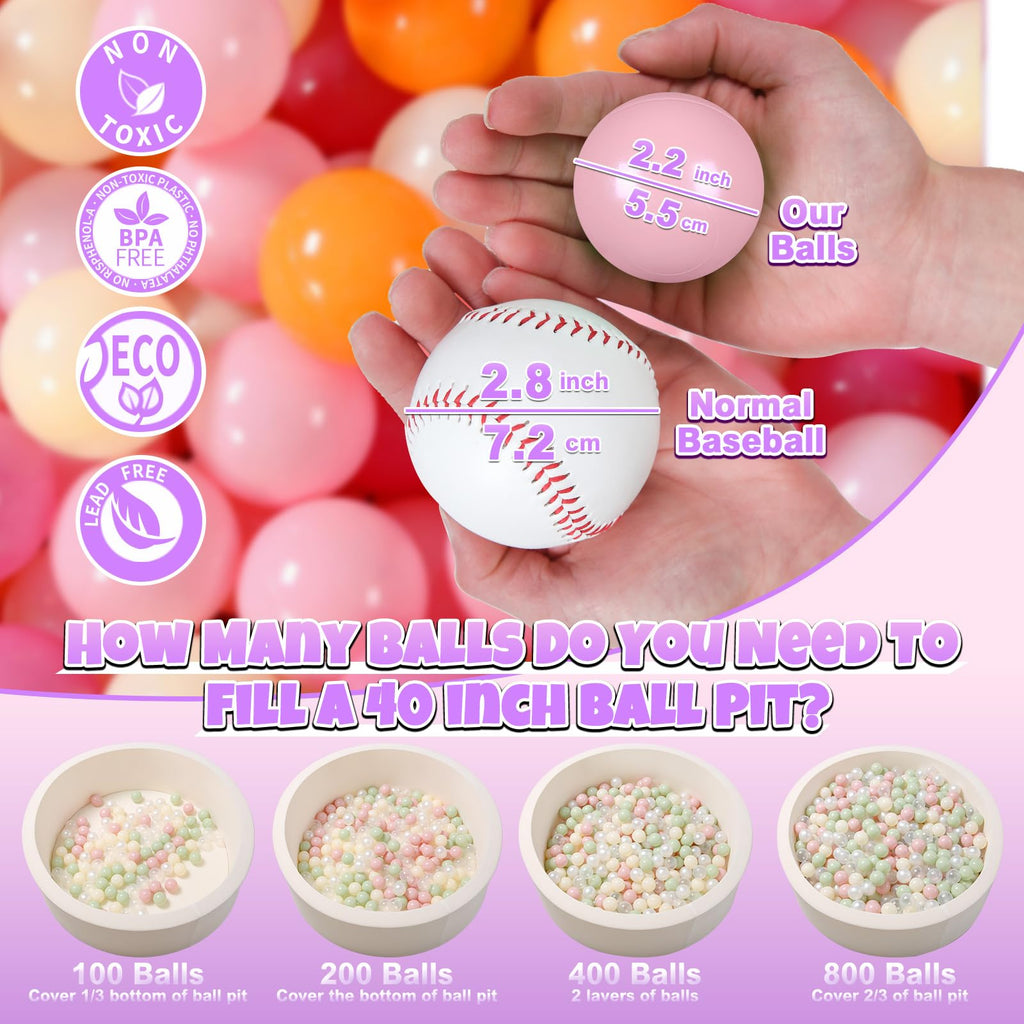GOGOSO Ball Pit Balls for Toddler, Baby Plastic Playballs Kids Soft Pastel Pelotas Non-Toxic BPA-Free,Mix Color,100 Balls