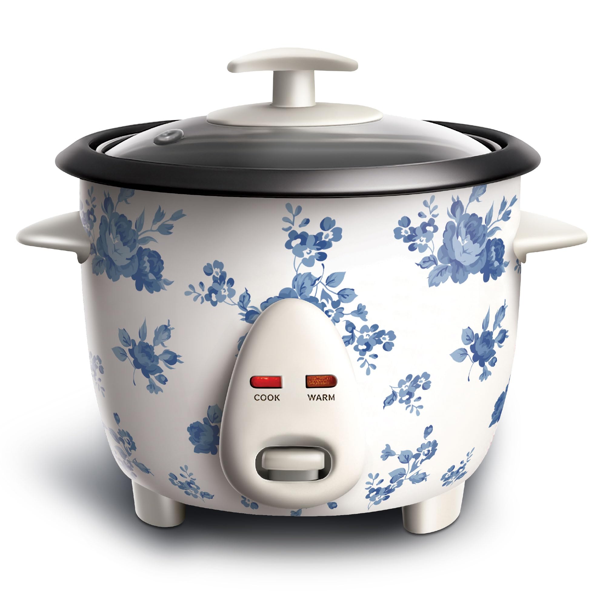 COOK WITH COLOR 6 Cup Rice Cooker 300W - Effortless Cooking and Perfectly, Cooks 3 Cups of Raw Rice for 6 Cups of Cooked Rice, Floral Blue