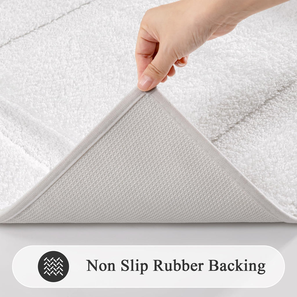 SHACOS Black Bathroom Rugs Sets 3 Piece, 16"x24" + 20"x32" Non Slip Bath Mat and 20"x24" Toilet Rugs U Shaped Washable, Soft Fluffy Water Absorbent Bath Rugs for Bathroom