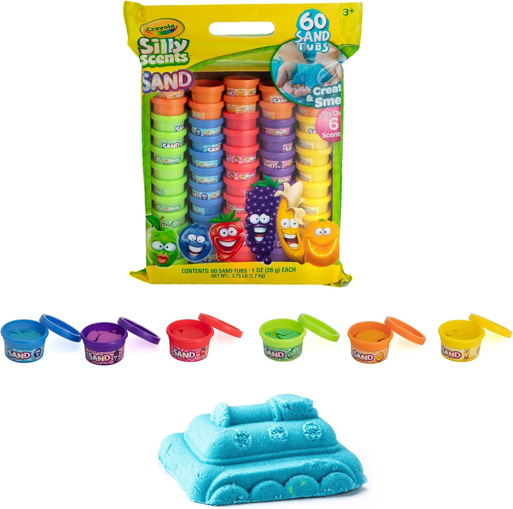 Crayola Silly Scents Play Sand – 60 Mini 1oz Tubs of Moldable Sensory Sand in 6 Bright Colors | Easter Day Party Favors, Classroom Prizes, Sensory Toys, Fidget & Creativity