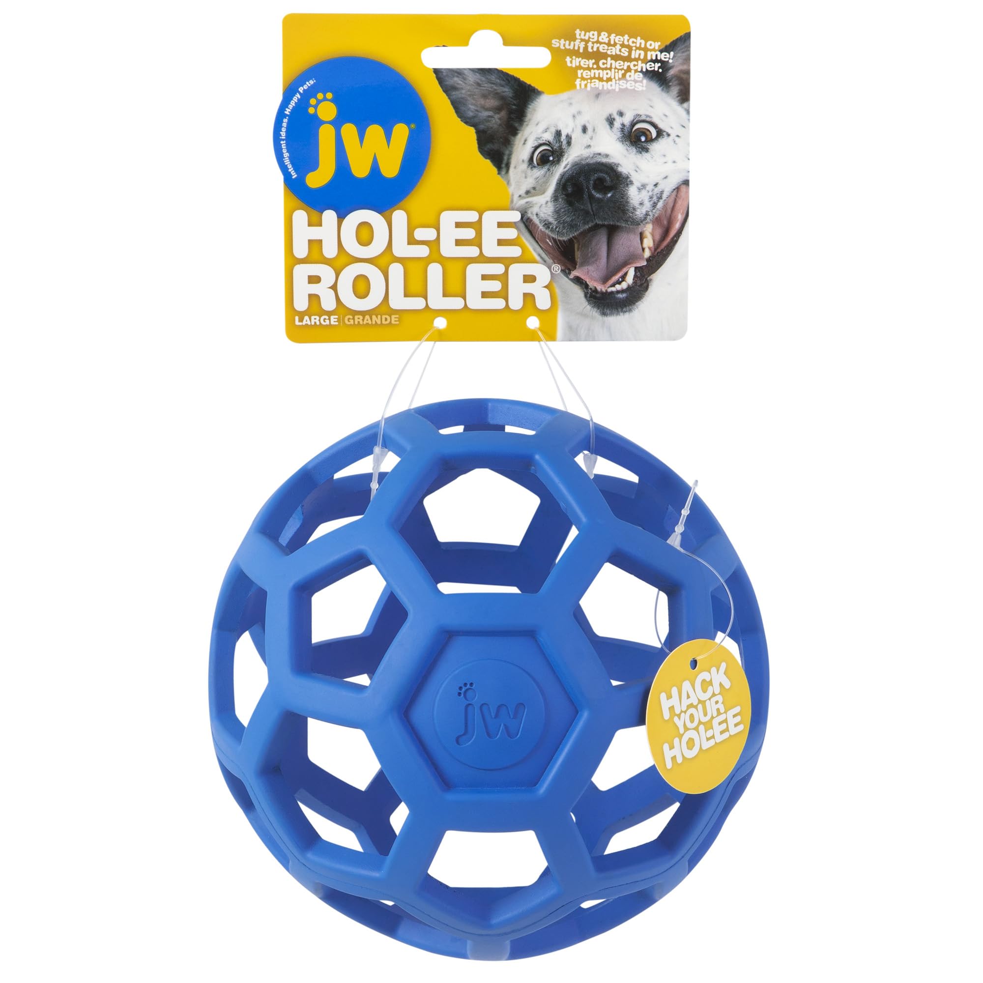 JW Pet HOL-ee Roller™, Dog Toy Puzzle Ball, Natural Rubber, Small (3 Inch Diameter), Blue