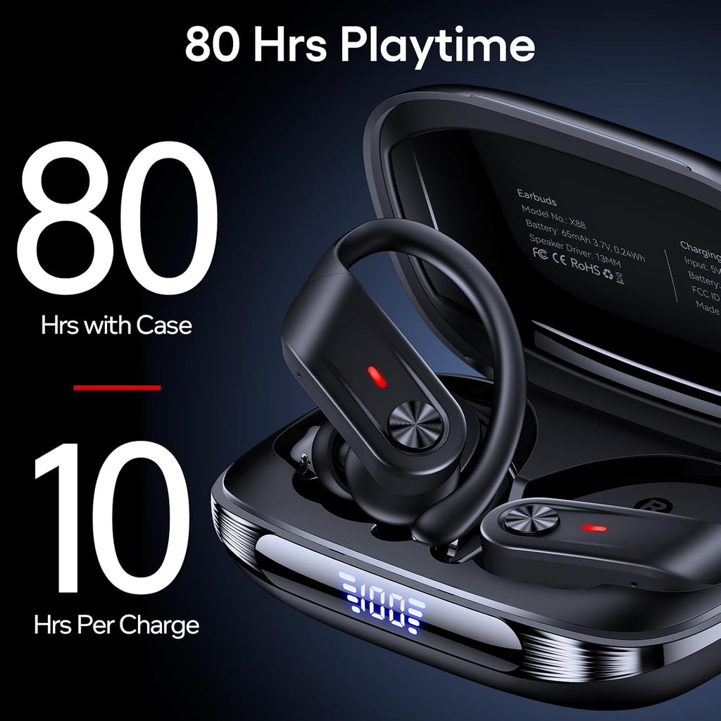 TAGRY Active Noise Cancelling Earbuds with Transparency Mode Bluetooth Headphones with Earhooks Sports