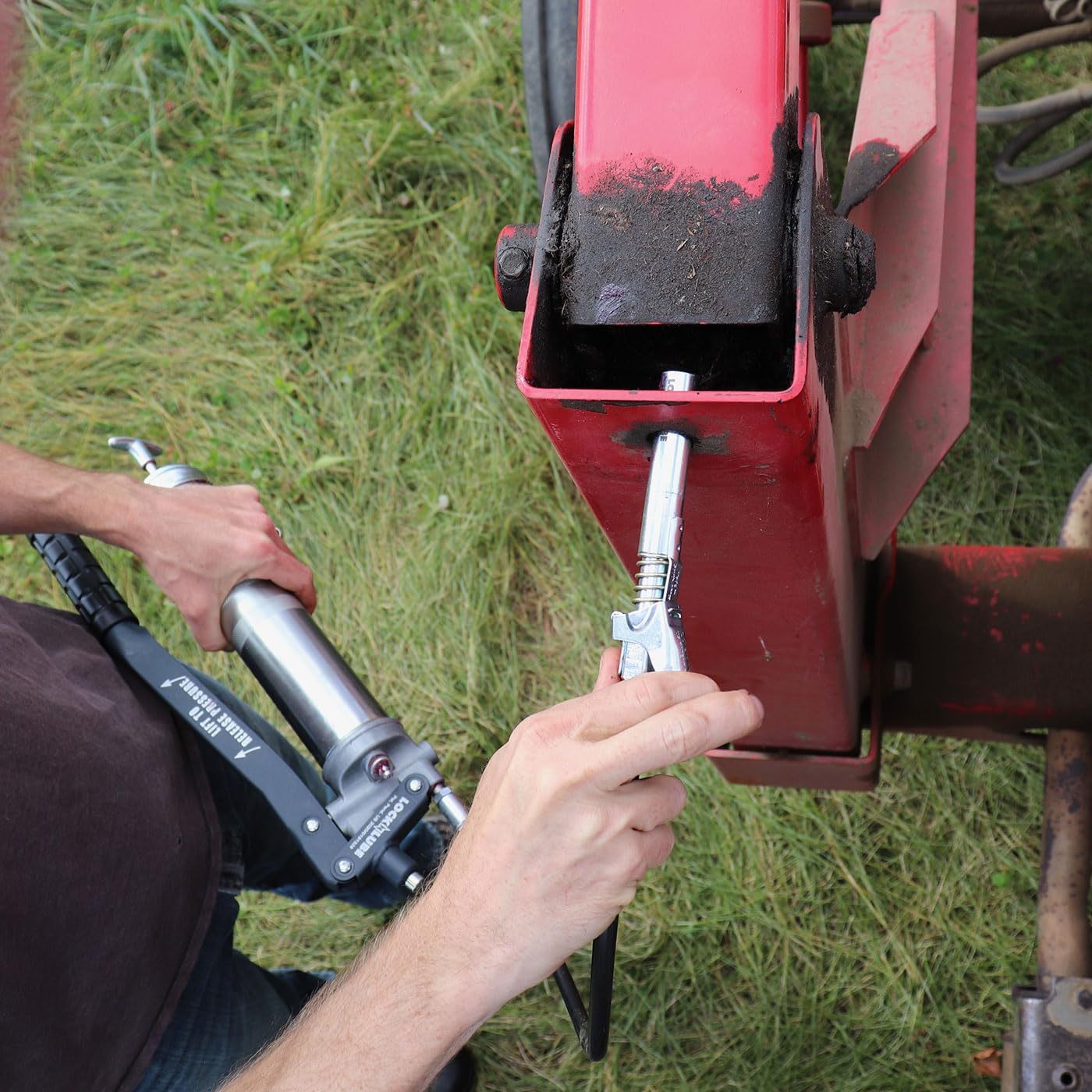 LockNLube Grease Gun Coupler XL - Universal Fit - Extra Reach for Recessed Grease Fittings