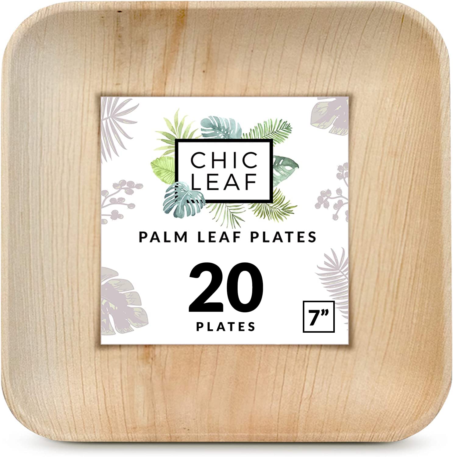Chic Leaf Palm Leaf Plates - 4 in, 50 Pack, Compostable | Heavy-duty bamboo-style small plates - Use for appetizers & desserts at weddings, parties & picnics