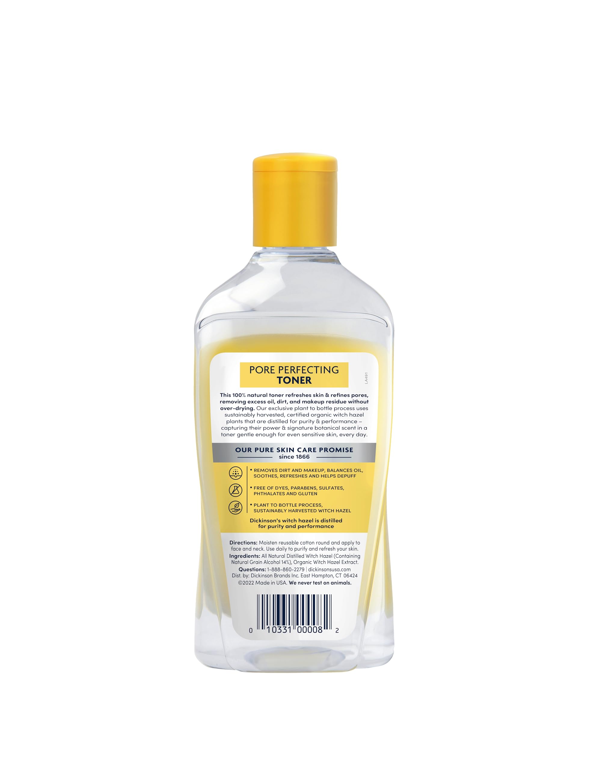 Dickinson's Original Witch Hazel Pore Perfecting Toner | 100% Natural Distilled Witch Hazel | America's #1 Toner | Refines Pores | Removes Impurities & Oil |8 Fl Oz | 6 Count