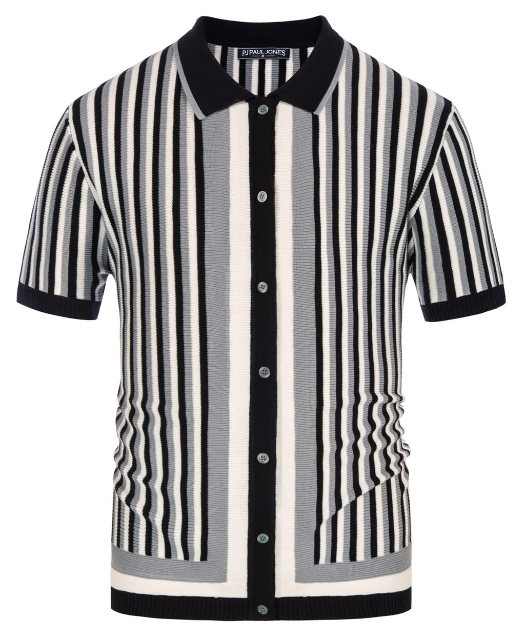 PJ PAUL JONES Men's Polo Shirts Retro Knit Shirt Vintage Striped Shirt