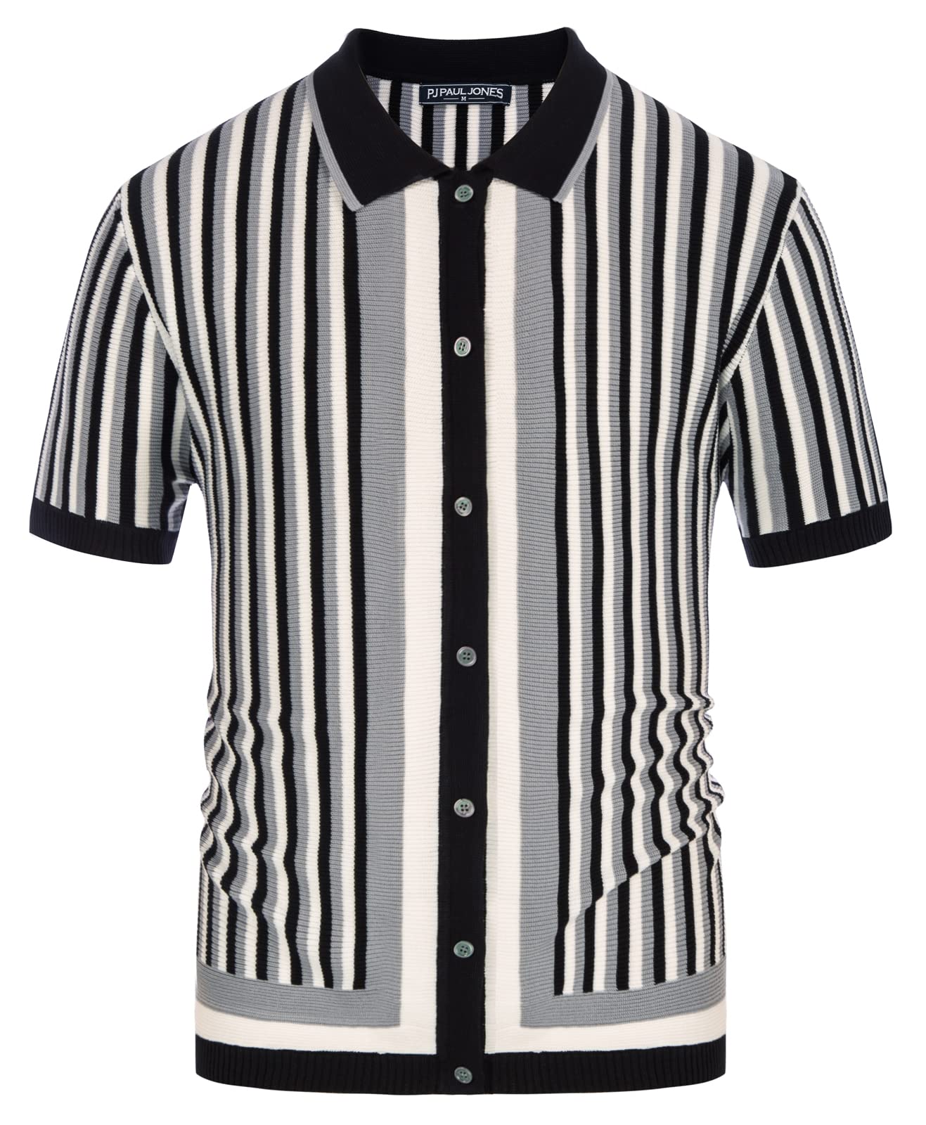 PJ PAUL JONES Men's Polo Shirts Retro Knit Shirt Vintage Striped Shirt