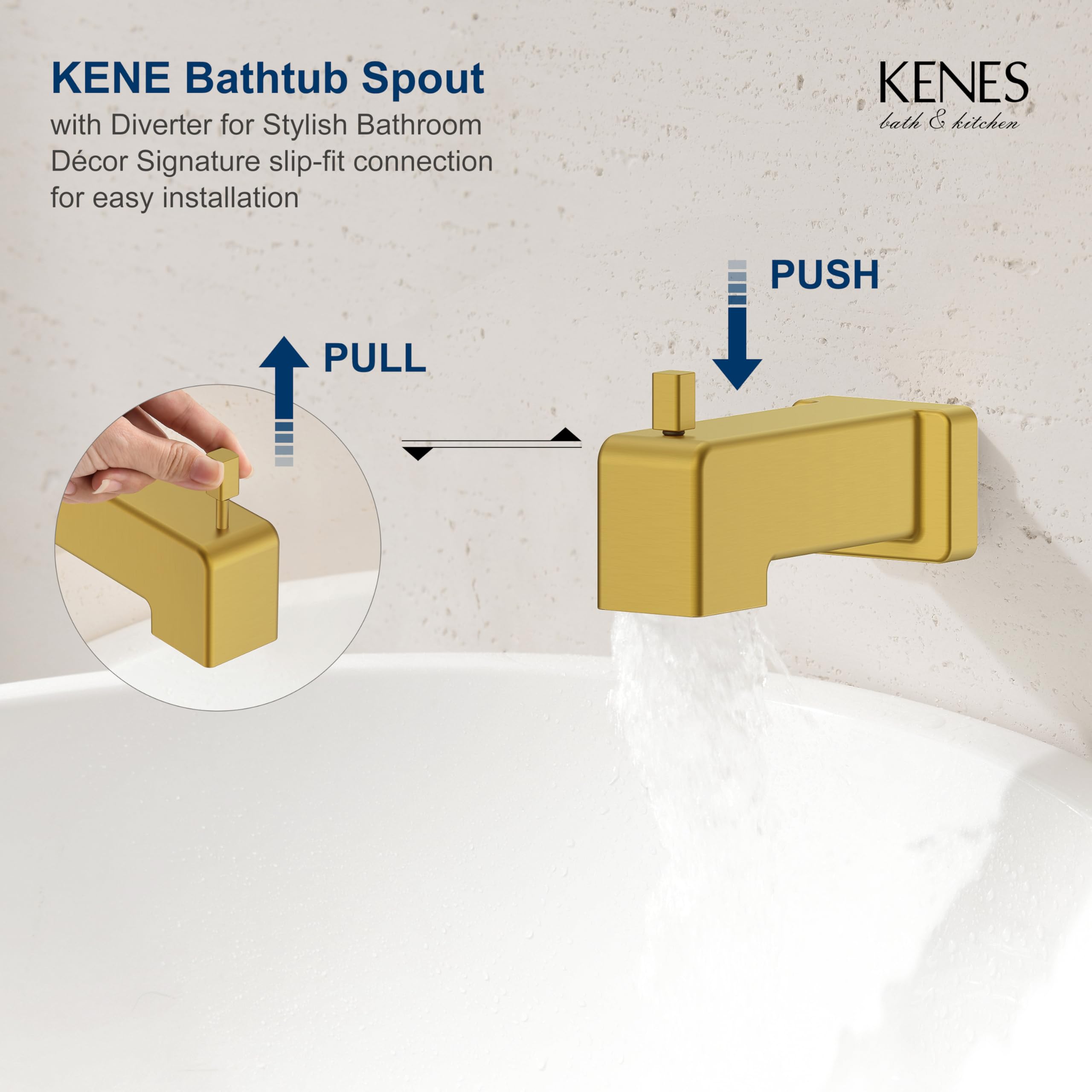 KENES Brushed Nickel 10-Inch Shower Head and Handle Set, Square Shower Faucet Set Bathroom Rainfall Shower System Wall Mount, KE-6024B (Shower Valve Included)
