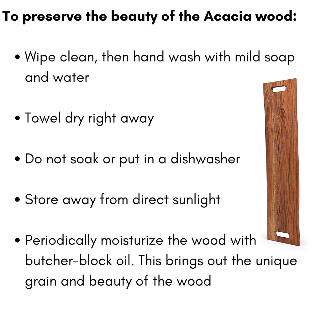 BIRDROCK HOME Acacia Wooden Cheese & Charcuterie Board with Handles 22" | Rectangular Food Platter for Bread, Meat, or Appetizers | Natural Wood Serving Tray Cutting Board for Kitchen & Outdoor Use
