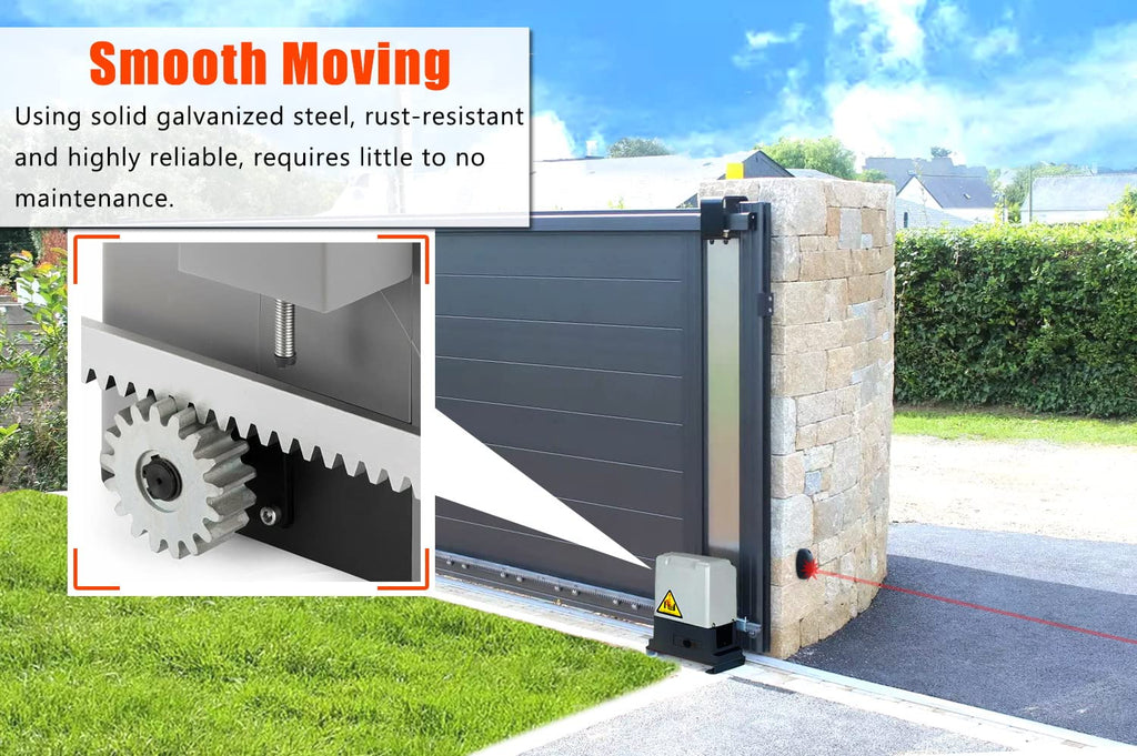 Blütezeit 1800lb Automatic Sliding Gate Opener, 370W Rack Drive Motor with 2 Remote Controls & IR Sensor, 1/2HP Electric Rolling Driveway Slide Gate Motor, Complete Hardware Kit for Gates up to 40ft
