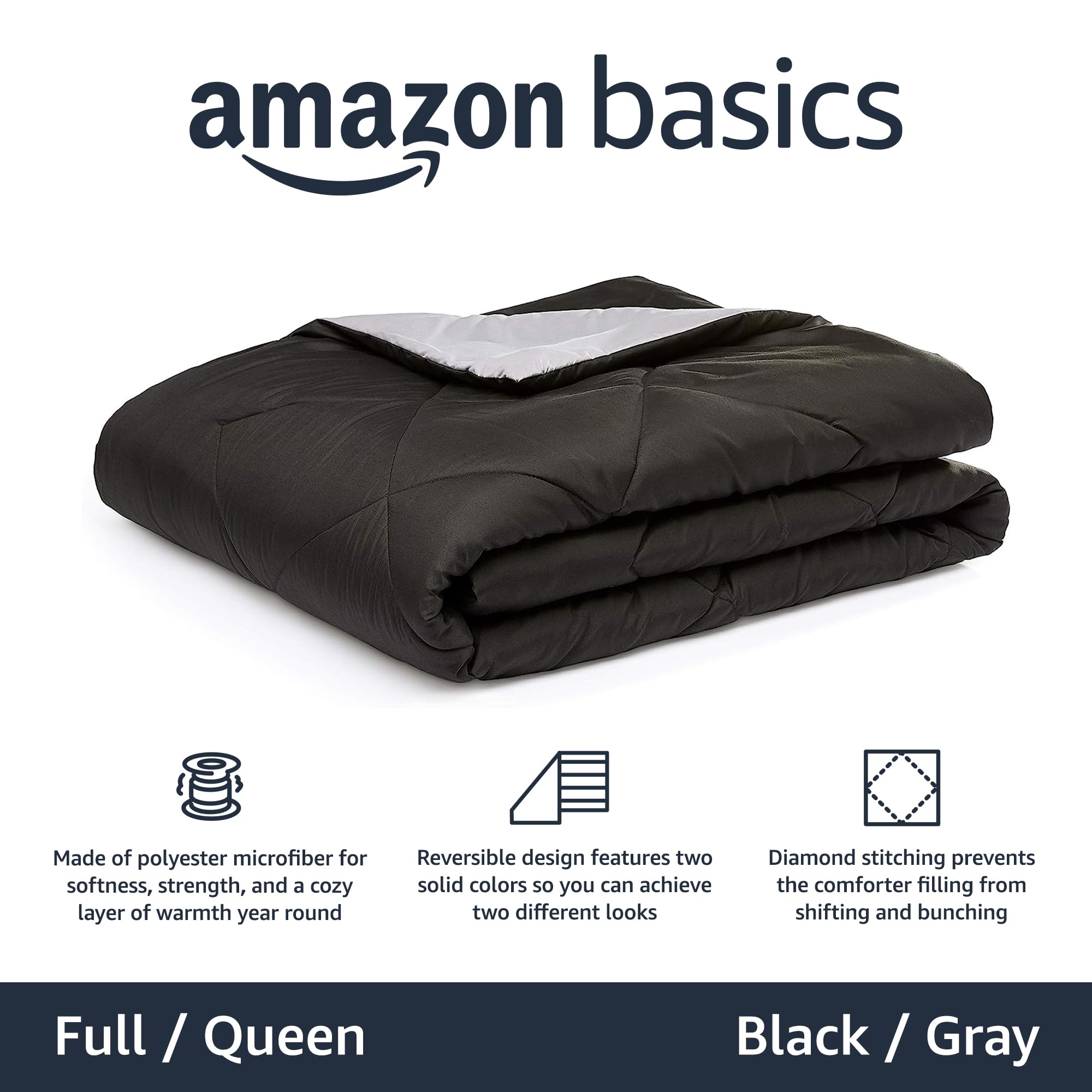 Amazon Basics Reversible Lightweight Microfiber All Season Comforter Blanket, Twin/Twin XL, Burgundy/Grey (Pack of 2)