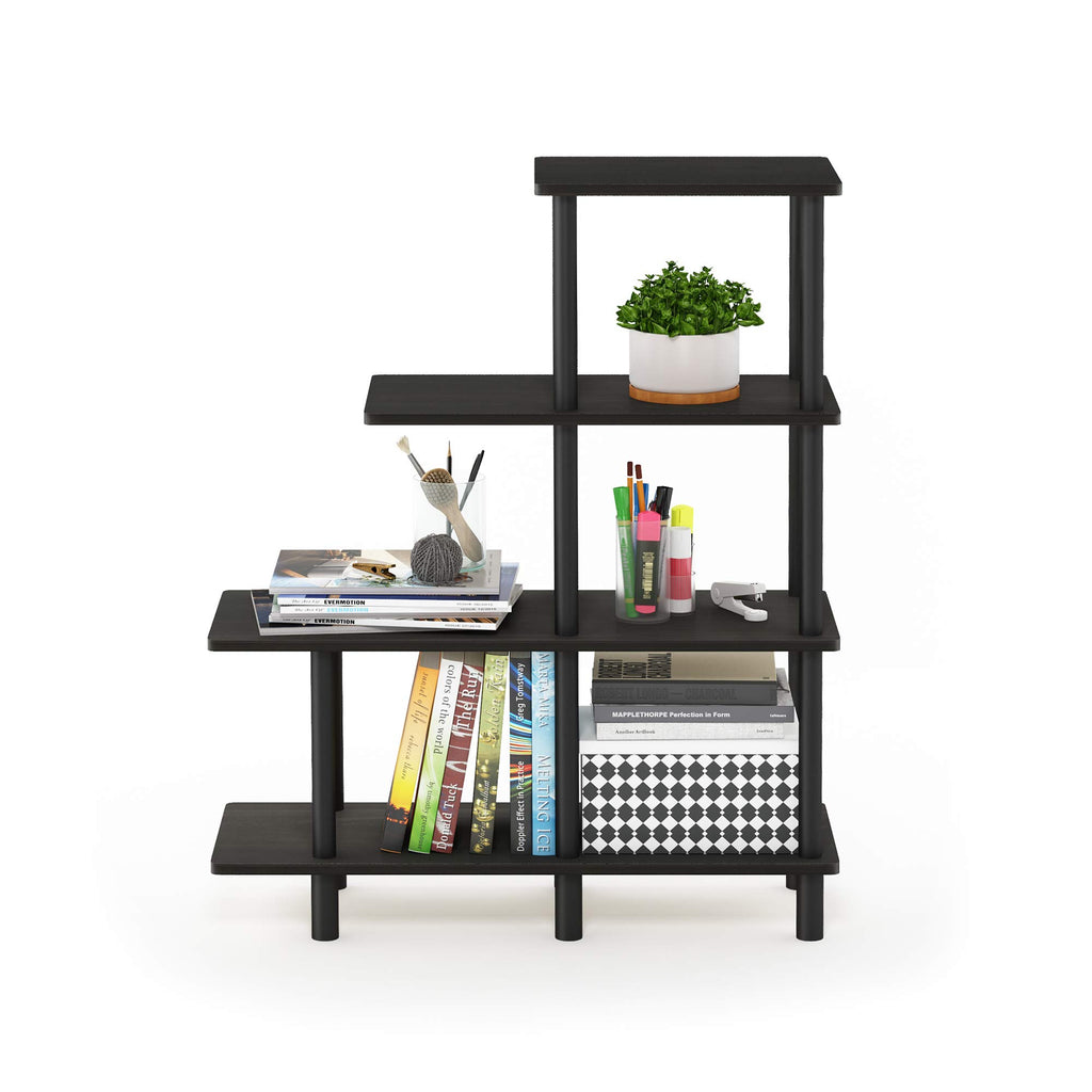 Furinno Turn-N-Tube 4-Tier Design Display Rack, Espresso/Black