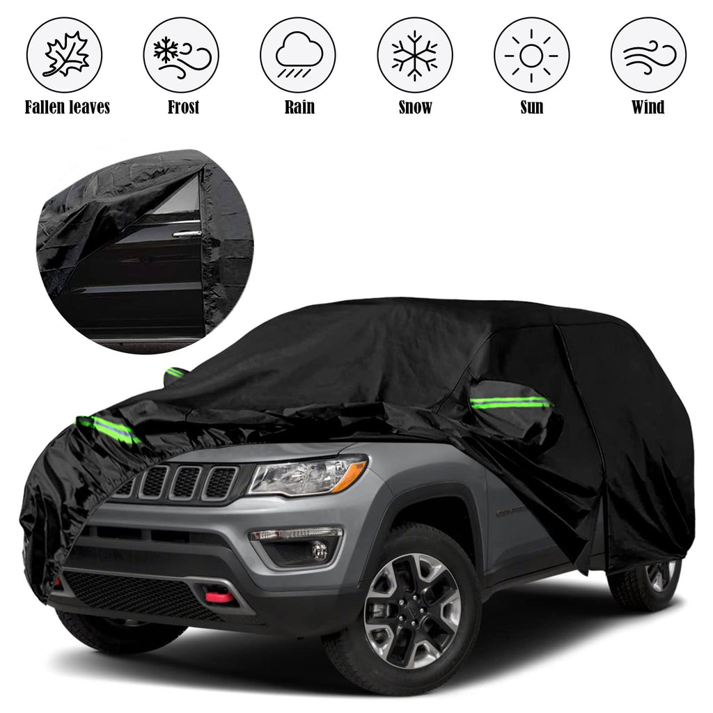 Waterproof Car Cover Replace for 1993-2010 Jeep Grand Cherokee, 6 Layers All Weather Car Cover with Zipper Door & Windproof Bands for Snow Rain Dust Protection
