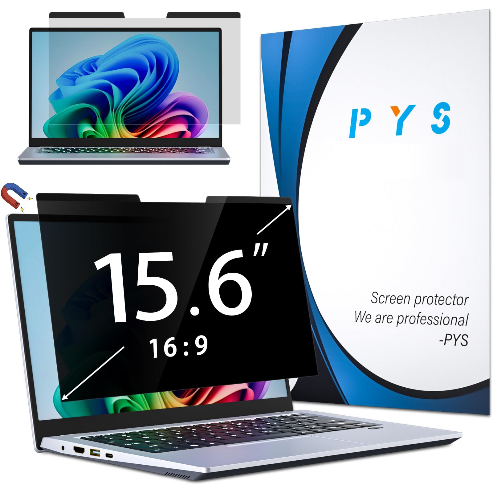 PYS MacBook Air 13.6 Inch Magnetic Privacy Screen for M2 Chip 2022 (A2681) - Removable Anti-Spy Laptop Shield