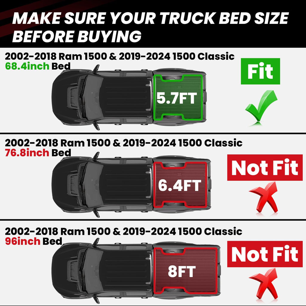 LASFIT Truck Bed Mat for 2009-2016 Ford F250 F350 F450 6.75ft Super Duty 81.9'' Bed Liner(Not fit with Drop-in Bed Liner), TPE 100% All Weather Car Bed Mat for F-250 F-350 F-450,1PCS Black