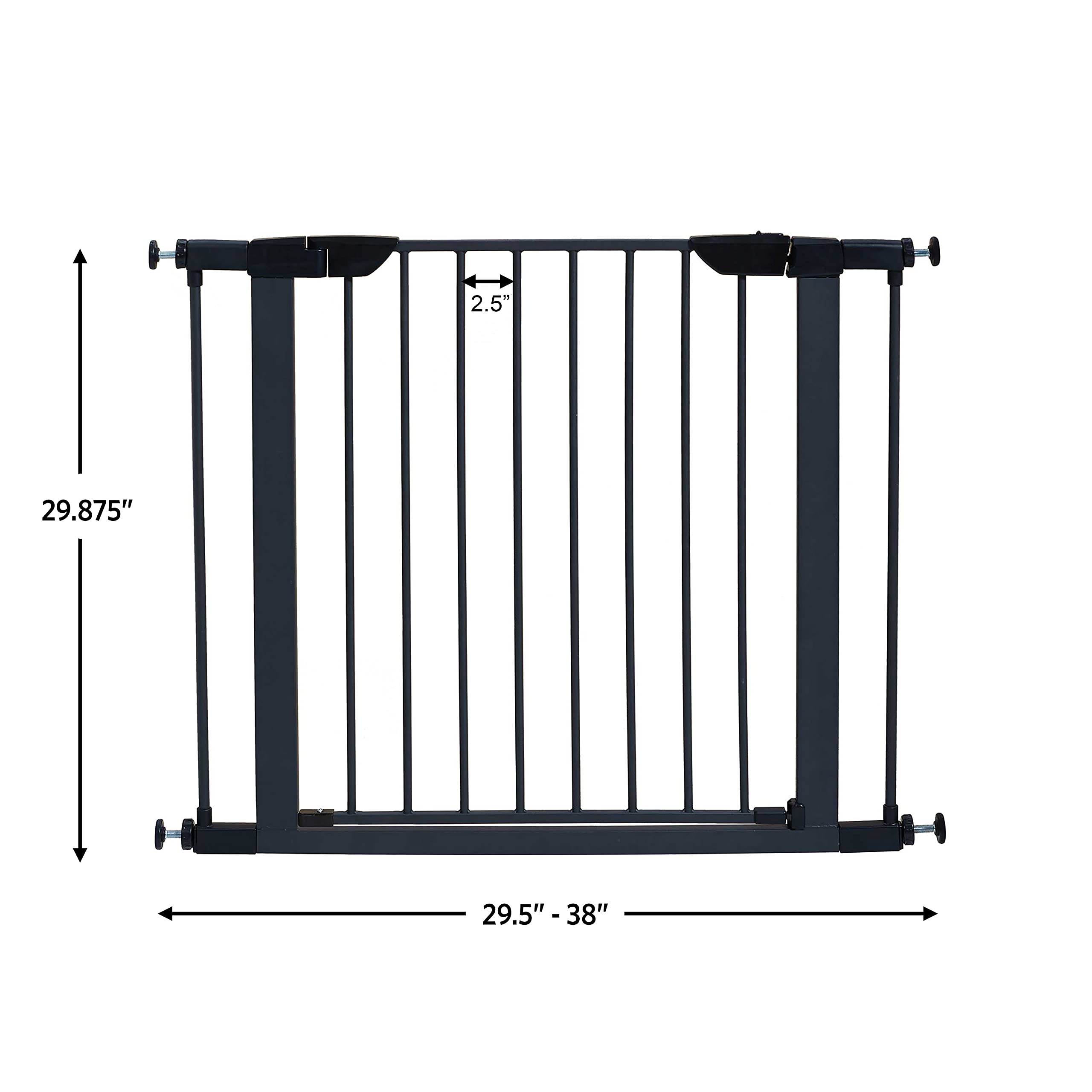 Midwest 29" Walk-Thru Dog Gate, Wooden Door | Steel Frame, Pressure Mounted, Expands 29.5"-38" Wide, Auto-Close Door, Latch Closure, Includes Two 3" Extensions