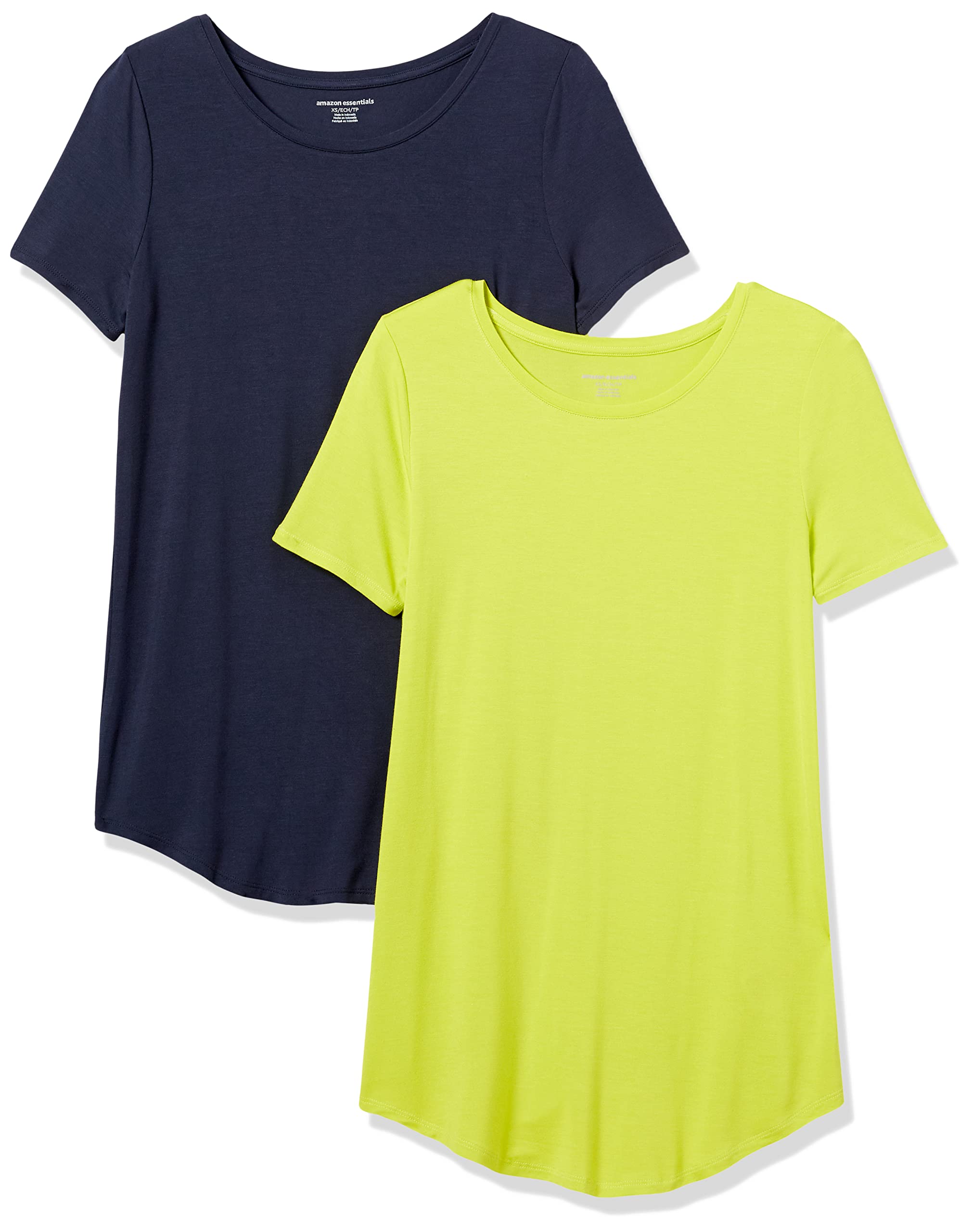 Amazon Essentials Women's Short-Sleeve Scoopneck Tunic Tops, Pack of 2