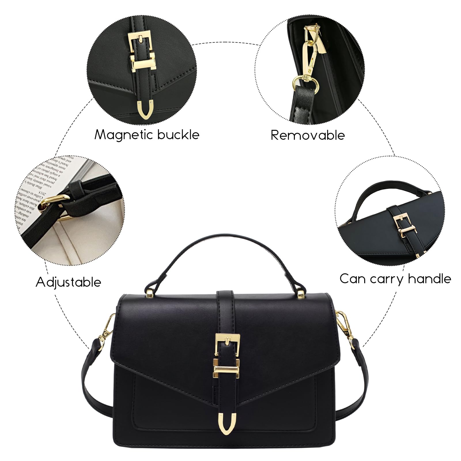 Travistar Crossbody Bags for Women Trendy - Small Cross Body Purse Shoulder Bag Leather Handbags Evening Clutch with 2 Straps | 2 detachable straps