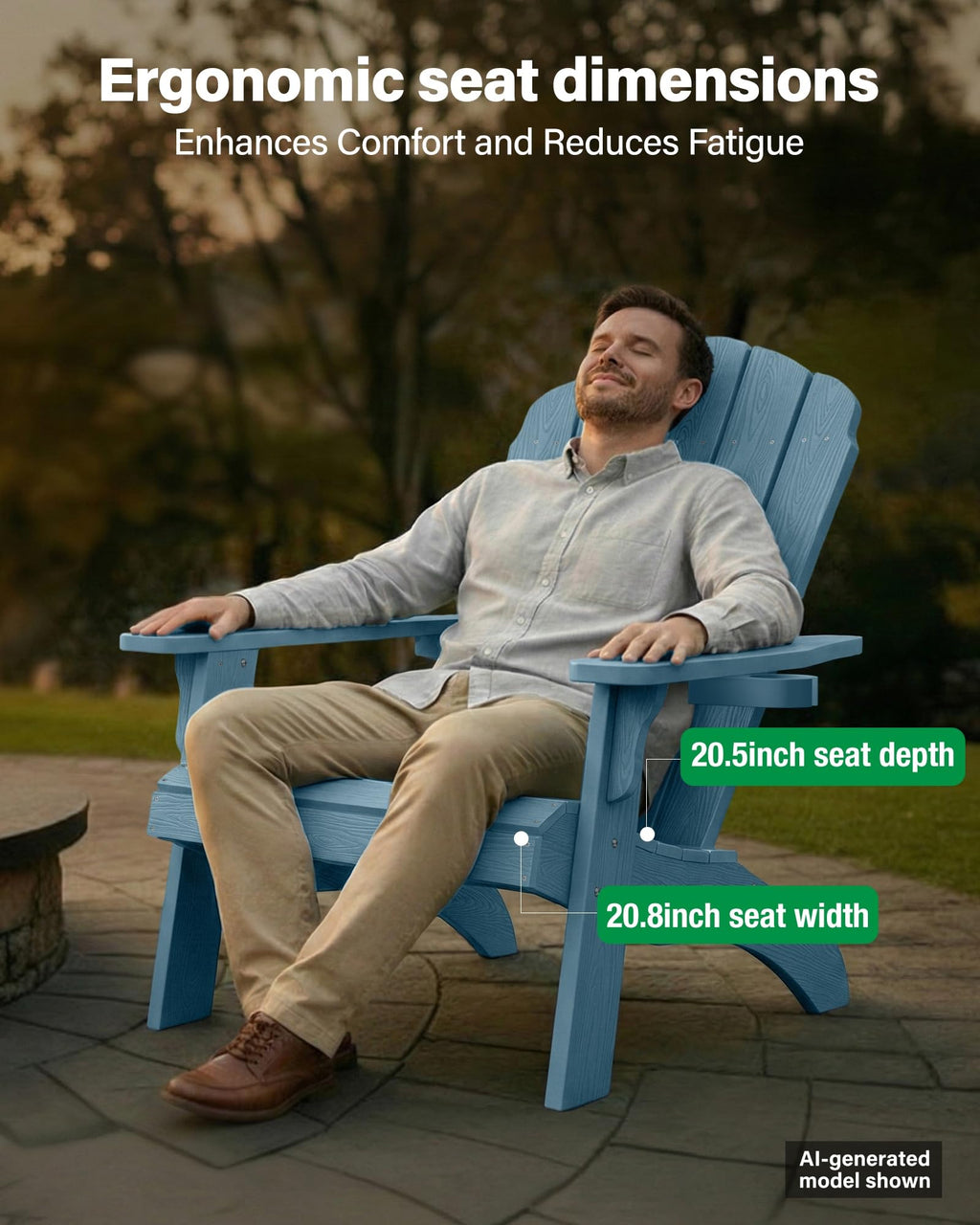 YEFU Oversized Plastic Adirondack Chair Set of 2 with Cup-Holder (Large Dual-Purpose), Weather Resistant, Poly Lumber Outdoor Chairs Duty Rating Widely Used in Patio, Lawn, Outside, Deck Chairs-Black
