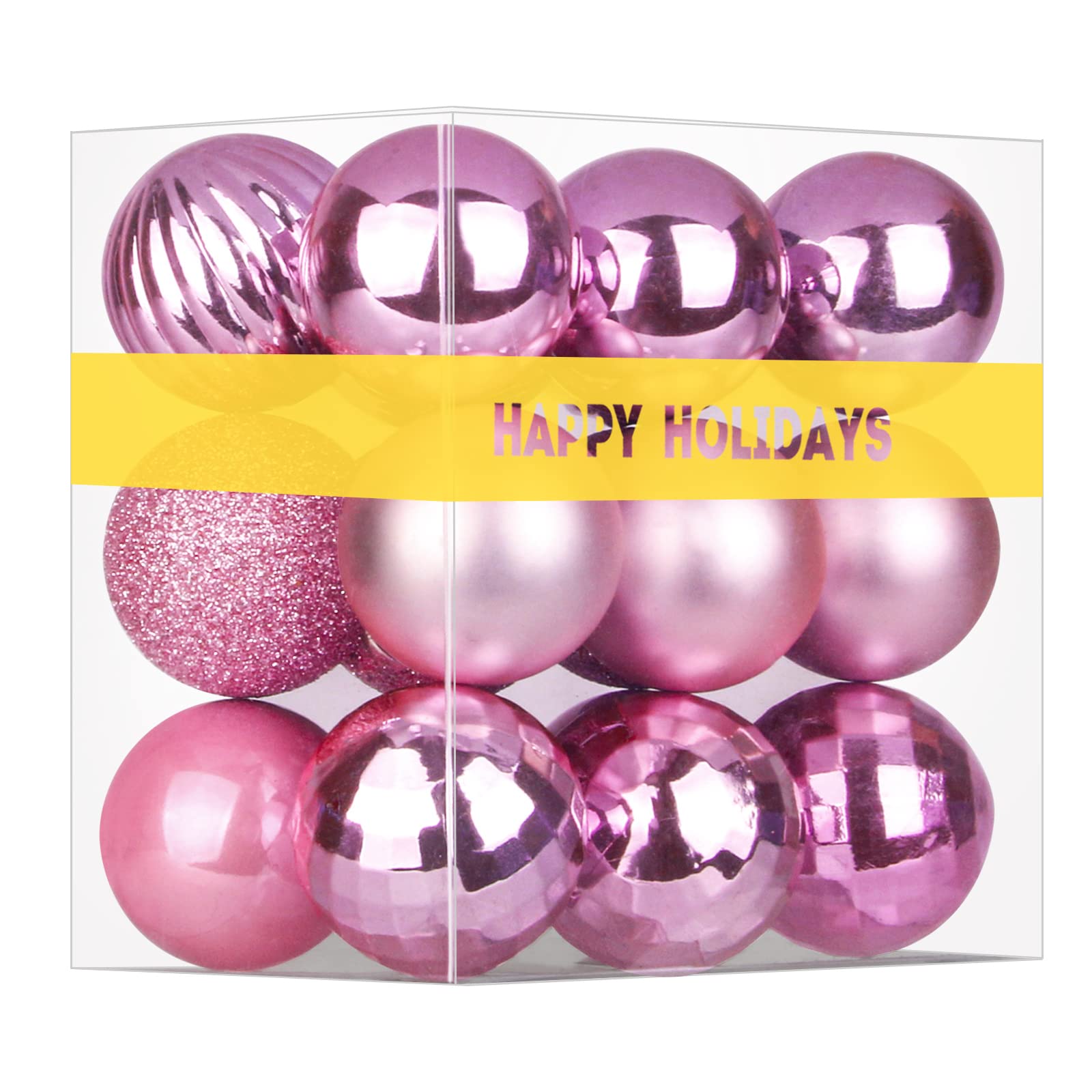 Bubblegun Pink 1.6" Small Christmas Balls Christmas Tree Decoration Ornaments Shatterproof Hanging Balls for Birthday Halloween Holiday Wedding Decorations Set of 12pcs