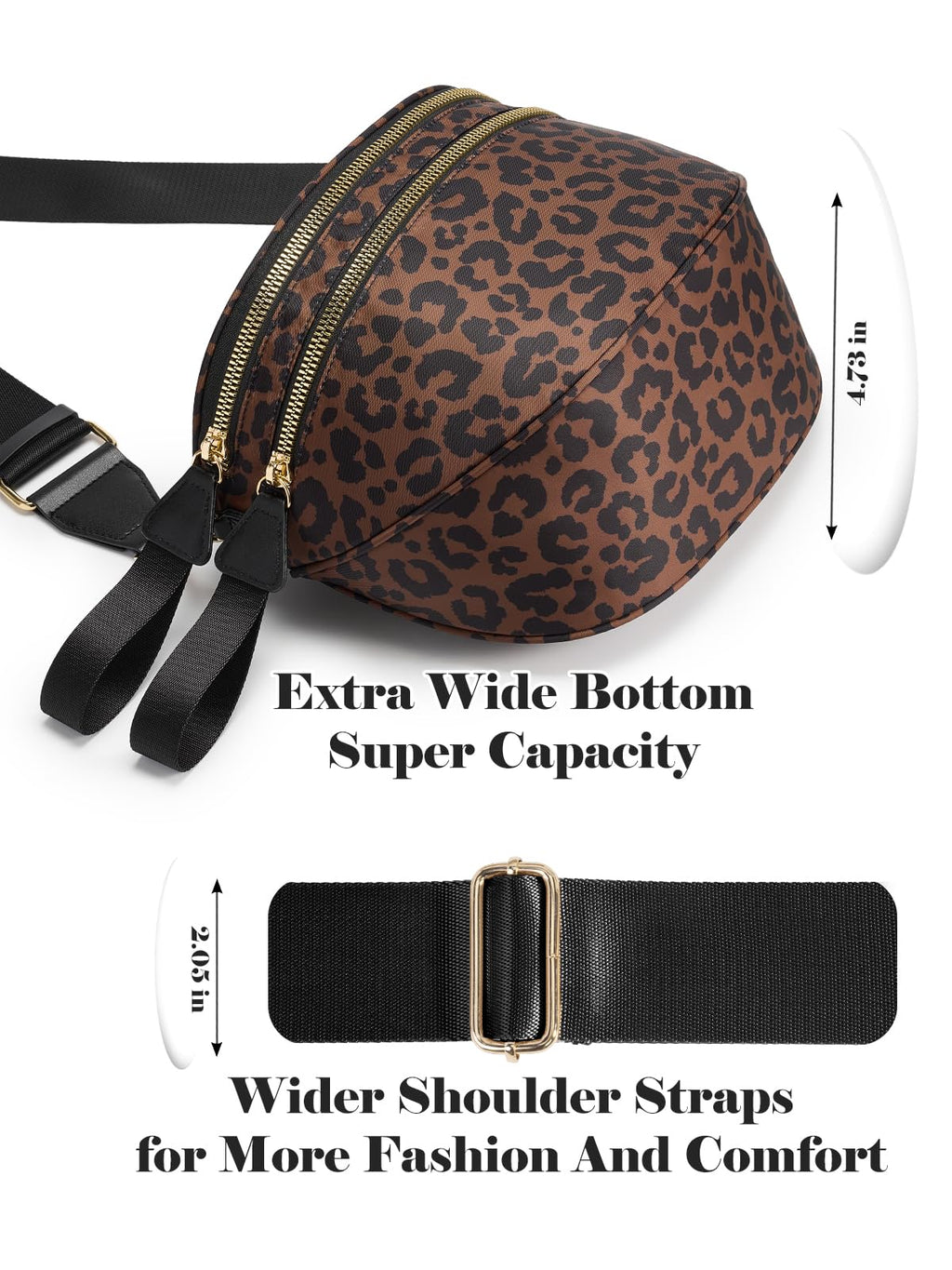 Pure Colour Crossbody Bag Bum Bag for Women,Spacious Purse Fanny Packs Belt Bag,Oversized Bum Bag (Bean Green Leopard Print Bum Bag)