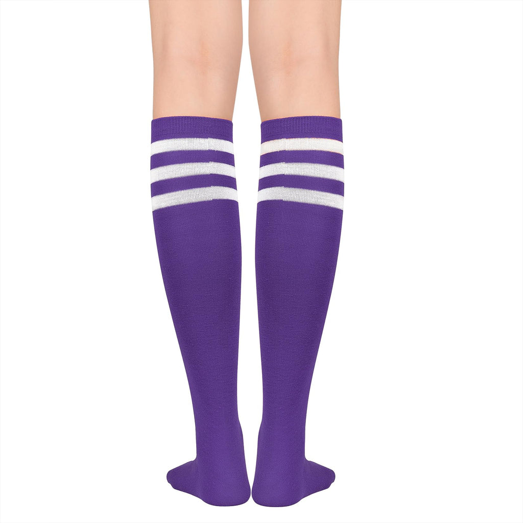 Century Star Knee High Striped Socks for Women - Long Thin Tube Sports Thigh High Socks Tall Stockings