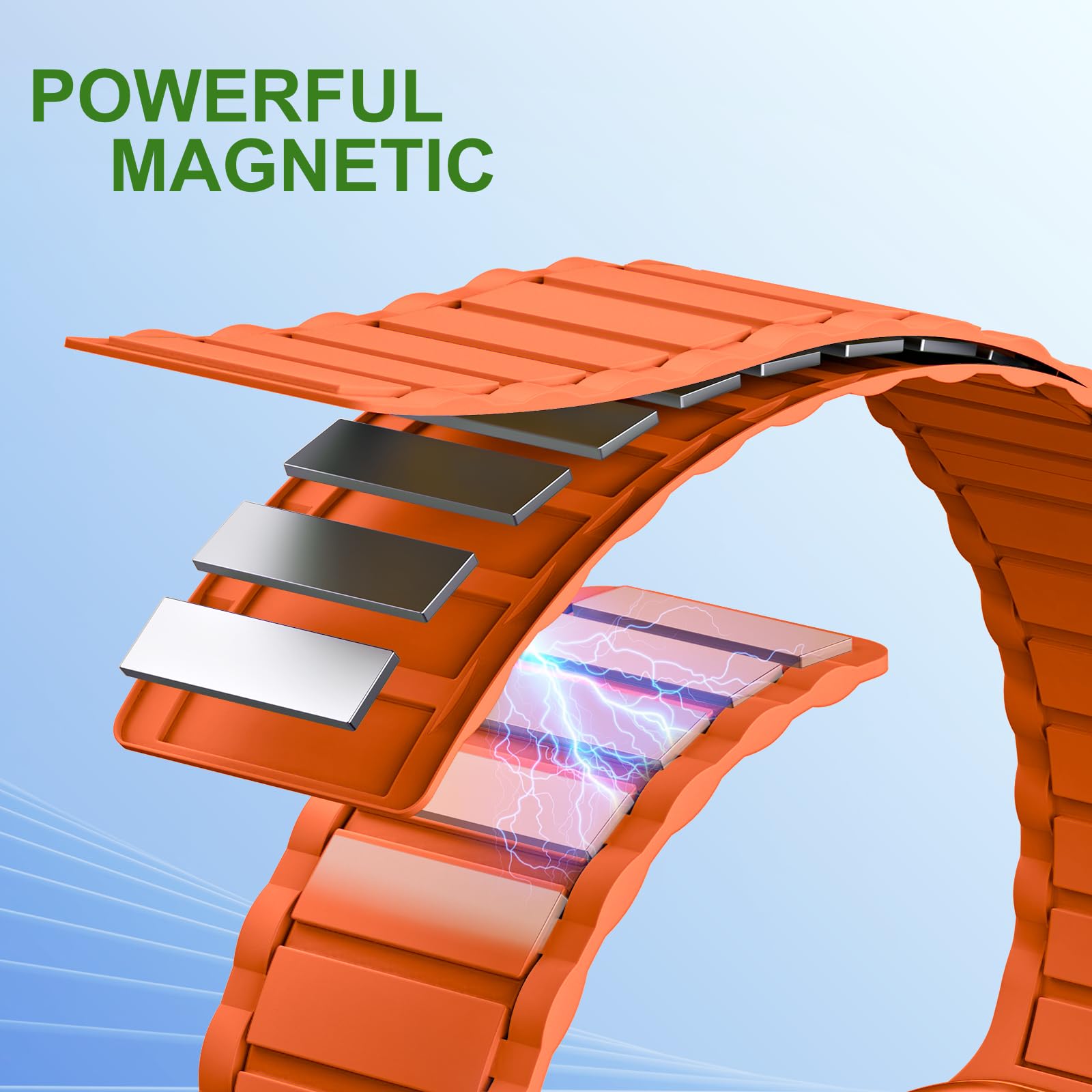 THWALK Magnetic Link Solo Loop Sport Silicone Bands Compatible with Apple Watch Ultra 3/2/1 49mm, Series 11/10 46/42mm, 9/8/7 45/41mm, SE 6/5/4 44/40mm, 3/2/1 42/38mm for Women Men