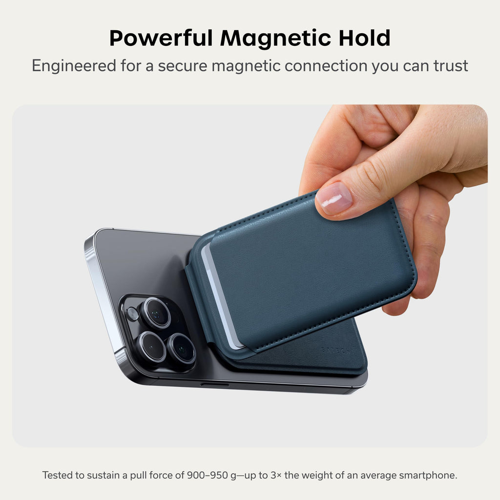 Satechi Magnetic Magsafe Wallet, Double Flap Stand Card Holder, 4 Slots with Front NFC Pass-Through, Adjustable Phone Attachment for iPhone 17/16/15/14/13/12, Travel Accessory