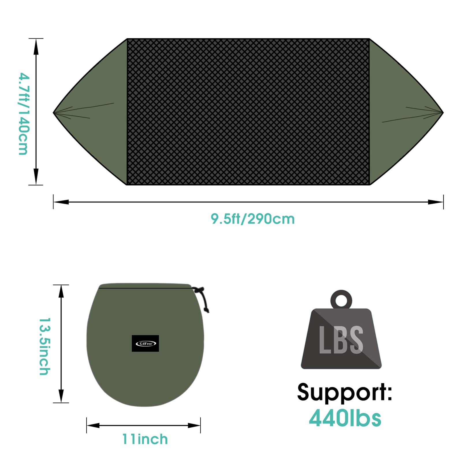 G4Free Large Camping Hammock with Mosquito Net and Rain Fly- 2 Person Portable Hammock with Bug Net and Tent Tarp for Outdoor Hiking Camping Backpacking Travel