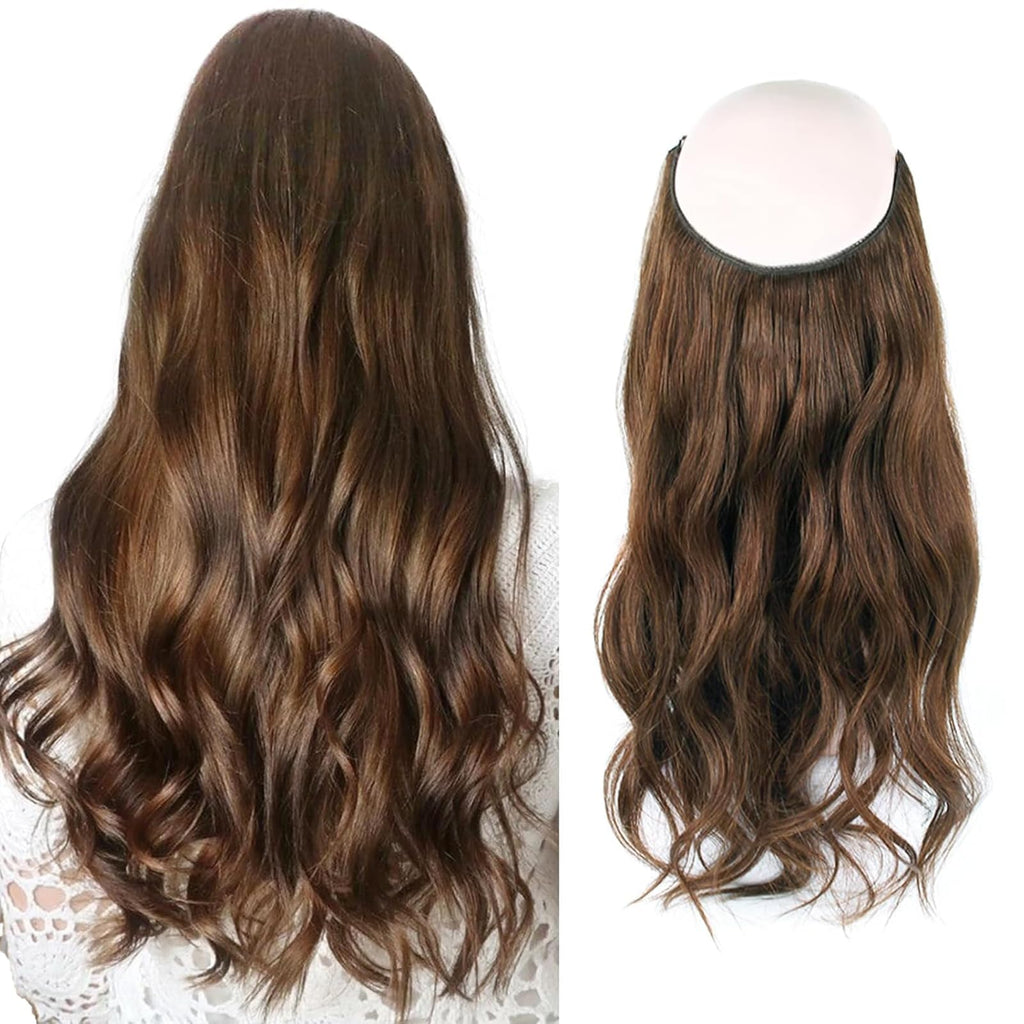 Sassina Invisible Wire Hair Extensions Real Human Hair with Transparent Wire Adjustable Size Secure Clips Natural Straight Secret Miracle Hairpiece, #1 Jet Black 12 Inch 70 Gram