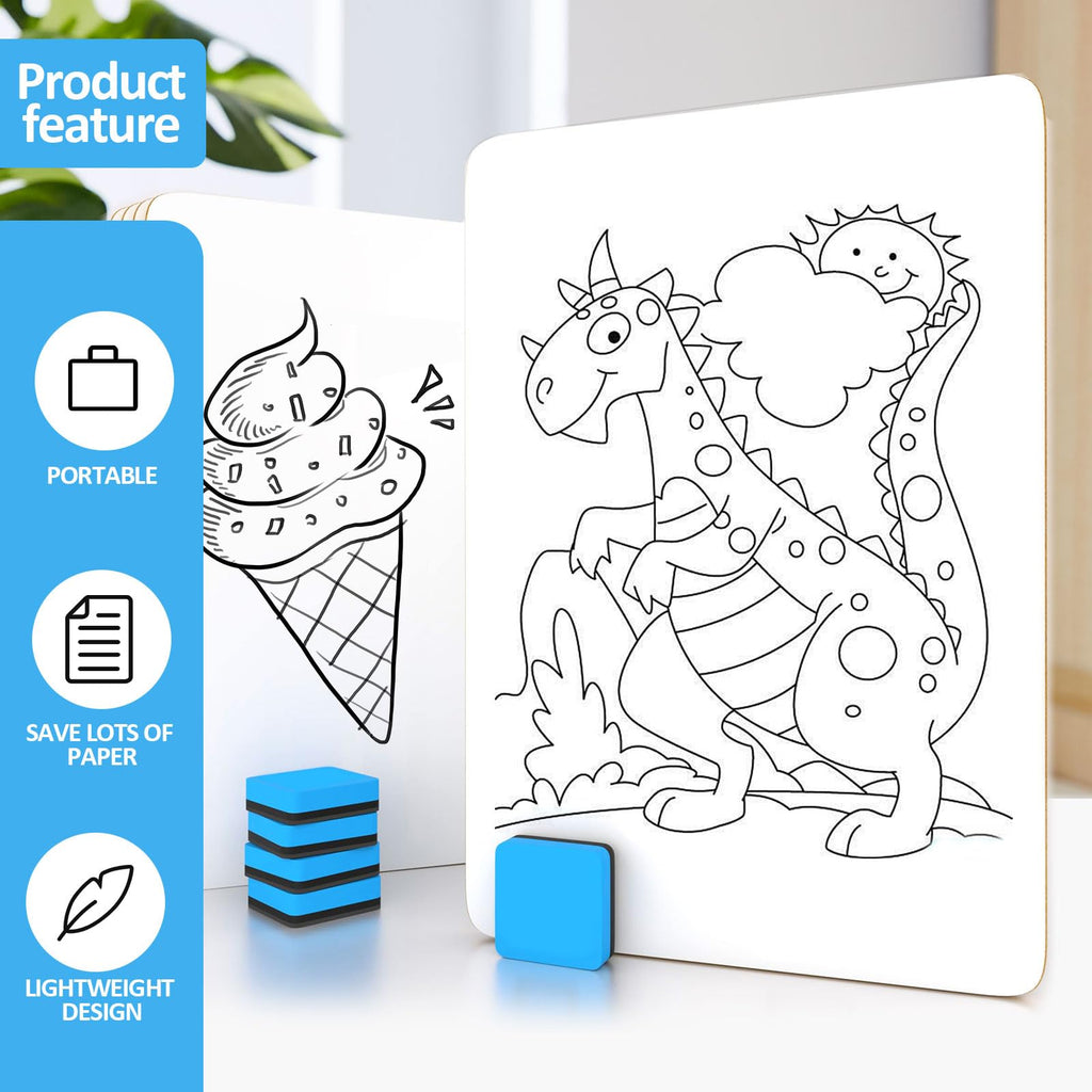 Dry Erase LapBoards, PANDRI 6 Pack Double Sided 12.5 x 9 Inch Whiteboards with 6 Erasers, Dry Erase Boards for Office Students Classroom Teacher Supplies