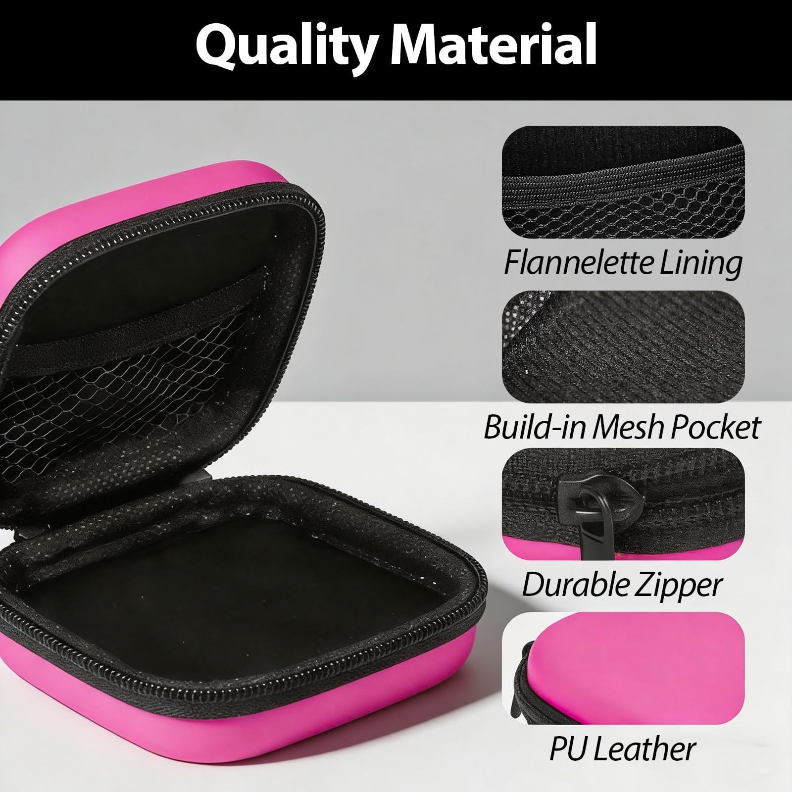2Pack Oval Earbud Case Portable EVA Carrying Case Storage Bag Cell Phone Accessories Organizer with Carabiner for Earphone, Earbud, Earpieces, SD Memory Card, Camera Chips, Black/Purple