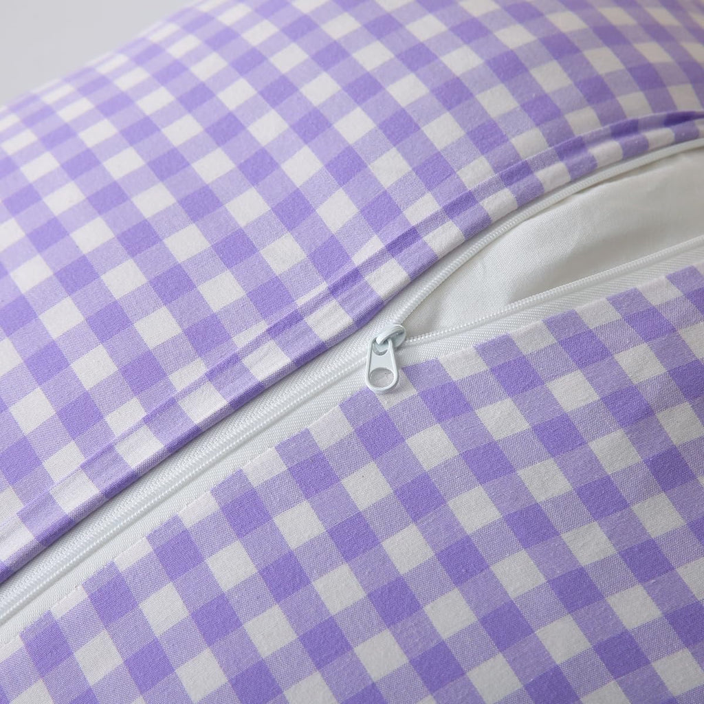 Silnuo Green/White Plaid Ruffled Queen Size Pillow Shams Set of 2,Washed Cotton Shabby Checkered Gingham Farmhouse Bed Pillow Covers 20"x30"