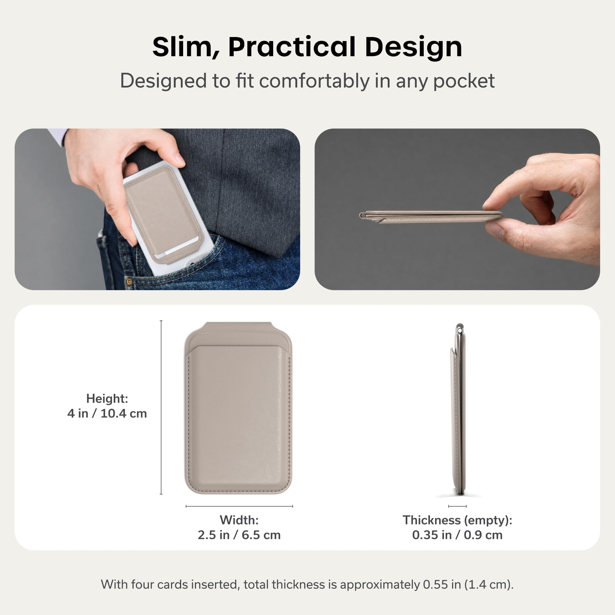 Satechi Magnetic Magsafe Wallet, Double Flap Stand Card Holder, 4 Slots with Front NFC Pass-Through, Adjustable Phone Attachment for iPhone 17/16/15/14/13/12, Travel Accessory