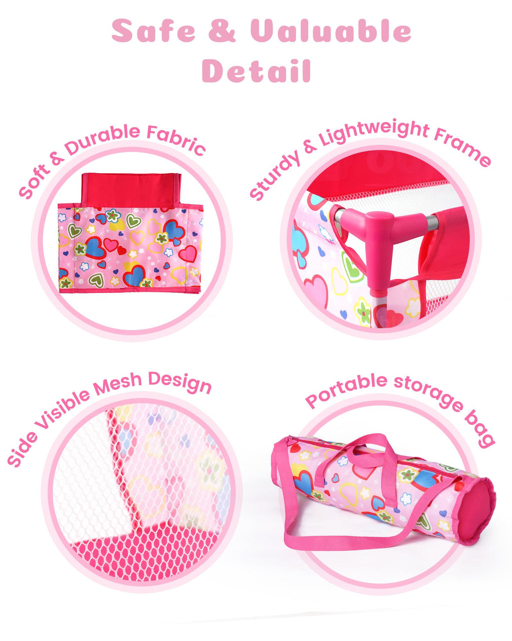 BABESIDE Baby Doll Crib Set for 18 Inch Dolls, Baby Doll Bed Playpen Toy Crib with Storage Bag for Reborn Baby Doll Accessories