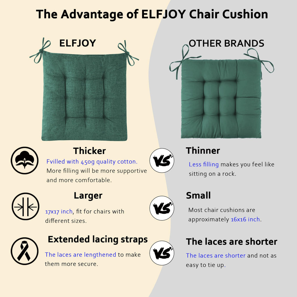 ELFJOY Rocking Chair Cushion Large Rocking Chair Pads with Ties Premium Tufted High Back and Seat Cushion 2 Piece Set Black