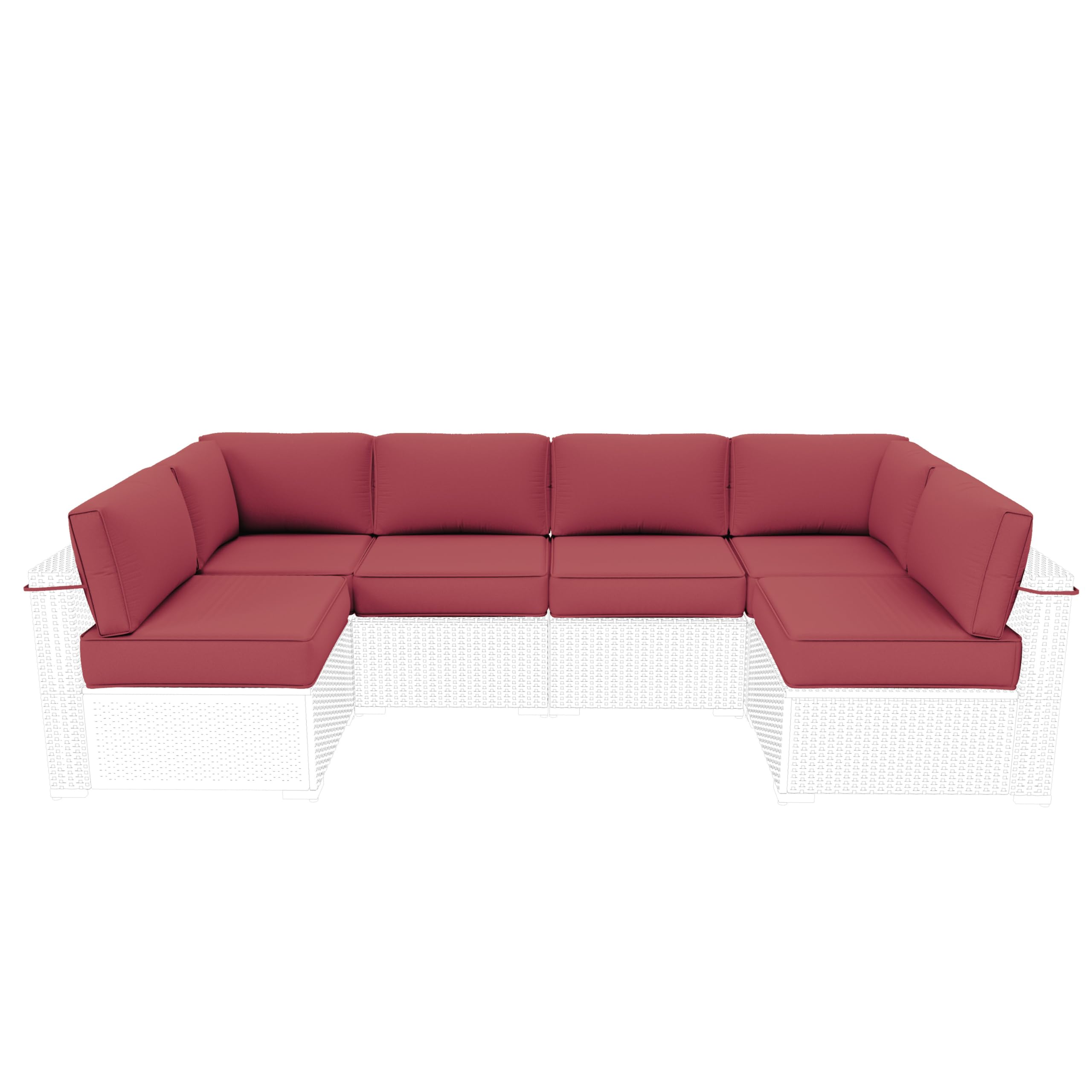 Outdoor Furniture Replacement Cushions, 5" Foam Foam High-Density, Fits 6-seat Sectional Rattan Conversation Set, 14 Piece Patio Water-Resistant Replacement Sofa Cushions, Liner&Cover