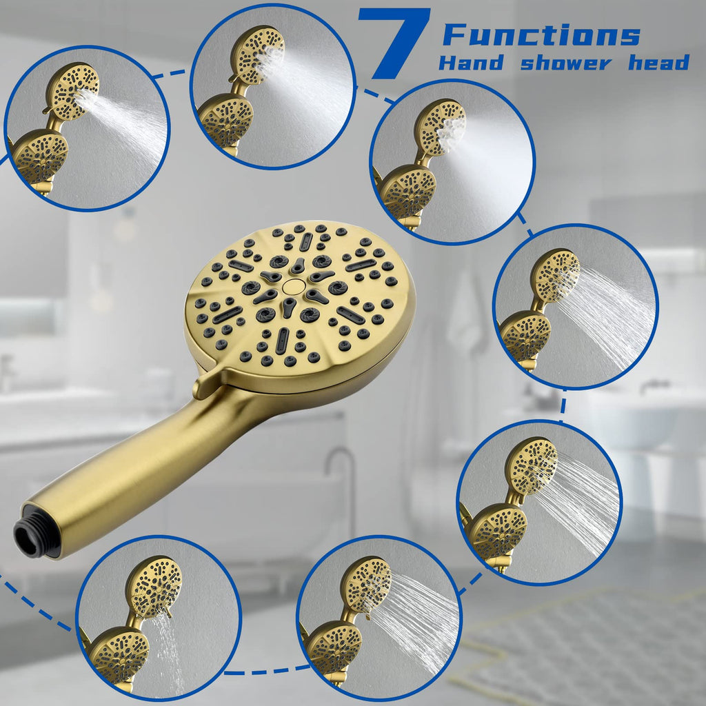 Shower Tub Kit Tub Shower Faucet Combo Set Bathtub Faucet Set Shower System with Tub Spout Shower Valve and Trim Kit Shower Fixtures Brushed Gold
