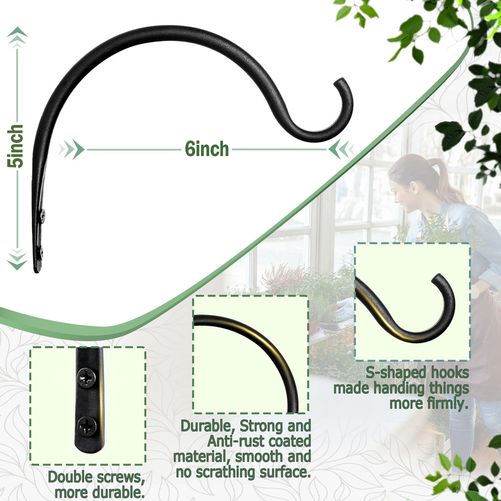 Qiang Ni Heavy-Duty Plant Hanger - 16 Inch 80lbs Metal Wall Mount Plant Bracket for Indoor Outdoor Hanging Bird Feeders, Flower Baskets, Lanterns