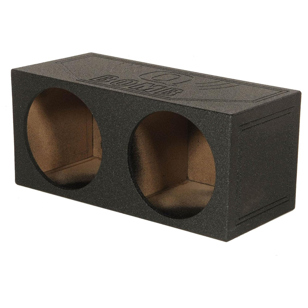 QPower 12 Inch Dual Subwoofer Box, High-Performance Vented Speaker Enclosure, Black - Car Audio and Sound System Accessories - Portable Equipment for Subwoofers