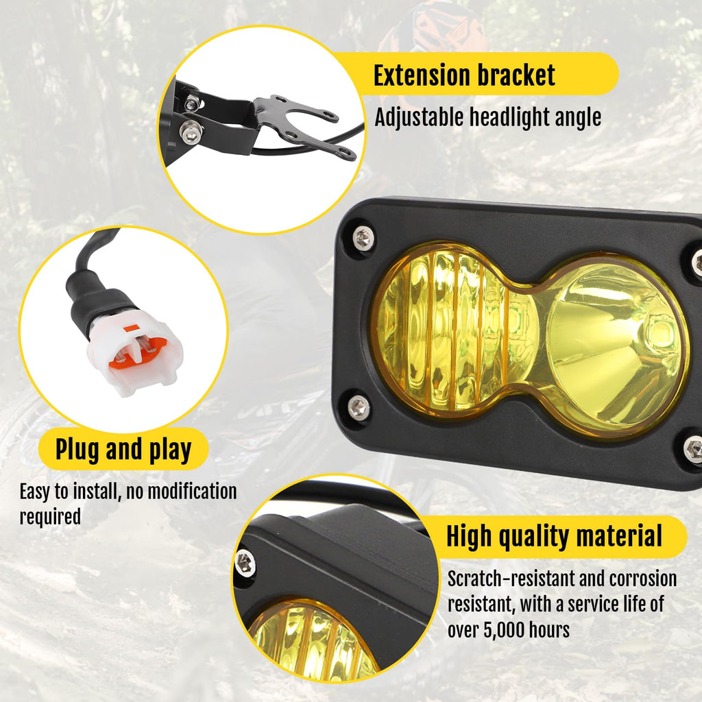 motoparty Headlight Kit for Sur-Ron Segway X260, Clear White 6000-6500K Spot/Flood Light Pods Combo Kit, Motorcycle Lights Bars Accessories, Bright Front Lamp （3 Inch）
