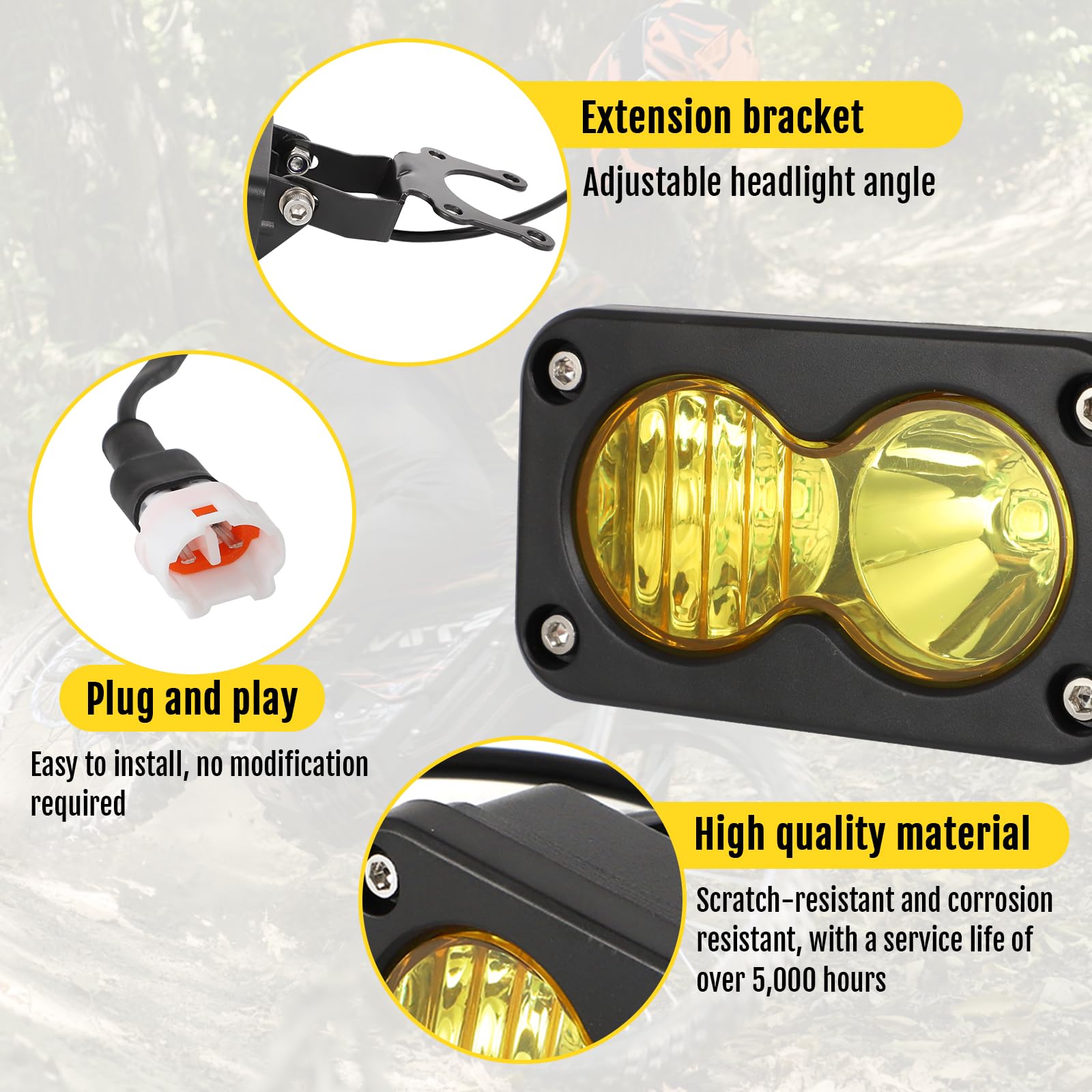 motoparty Headlight Kit for Sur-Ron Segway X260, Clear White 6000-6500K Spot/Flood Light Pods Combo Kit, Motorcycle Lights Bars Accessories, Bright Front Lamp （3 Inch）