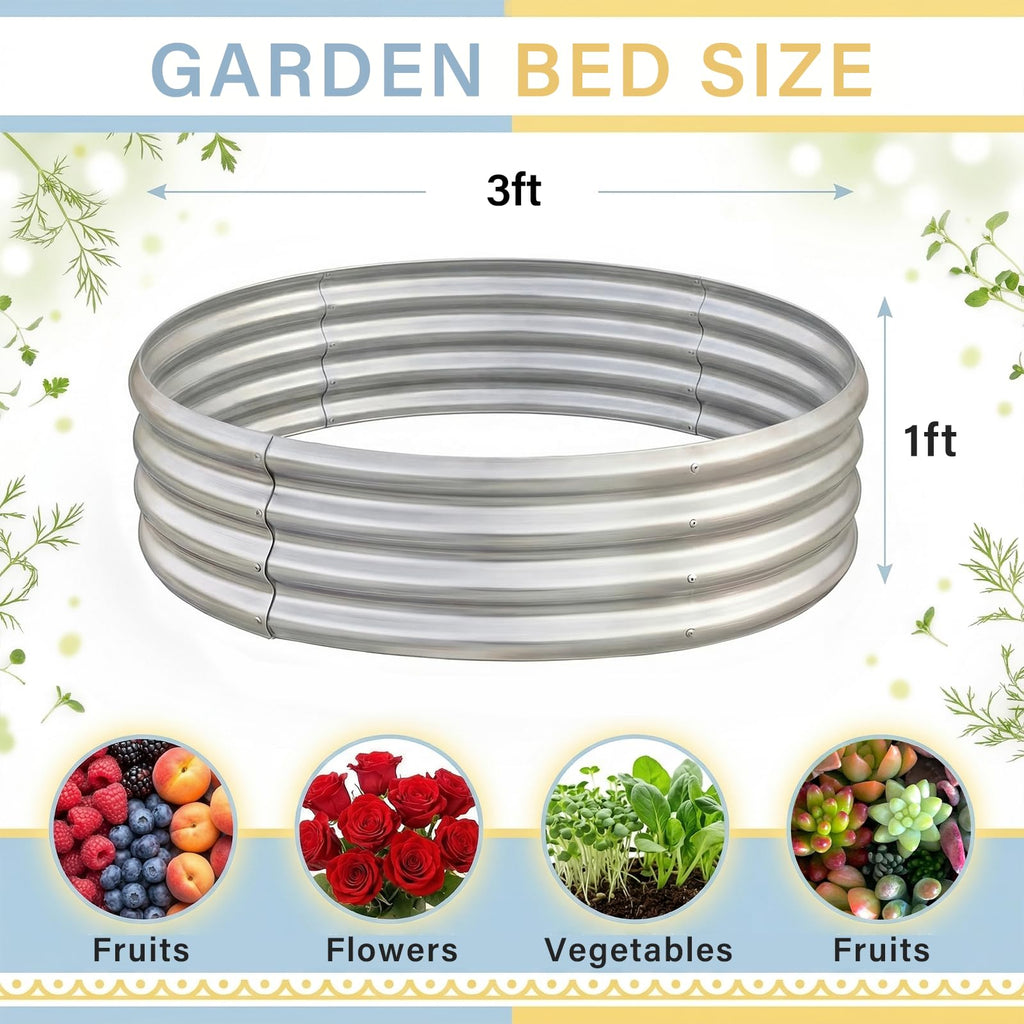 Land Guard Galvanized Raised Garden Bed Kit, Galvanized Planter Raised Garden Boxes Outdoor, Round Large Metal Raised Garden Beds for Vegetables ……