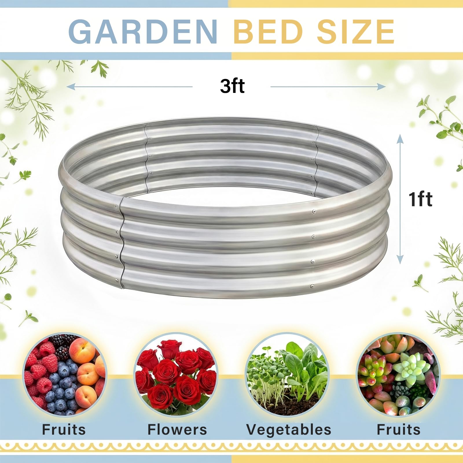 Land Guard Galvanized Raised Garden Bed Kit, Galvanized Planter Raised Garden Boxes Outdoor, Round Large Metal Raised Garden Beds for Vegetables ……