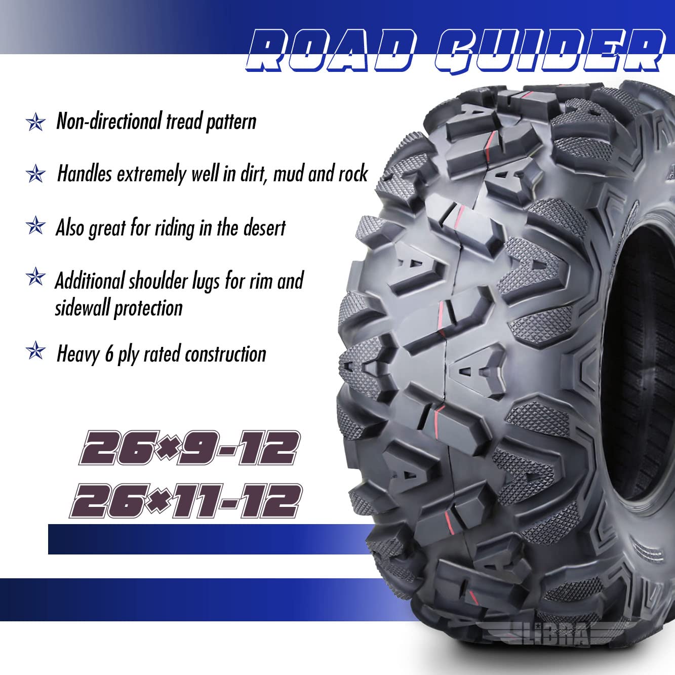 Roadguider ATV/UTV Tires 26x9-12 26x9x12 6PR 10277, Set 4 …